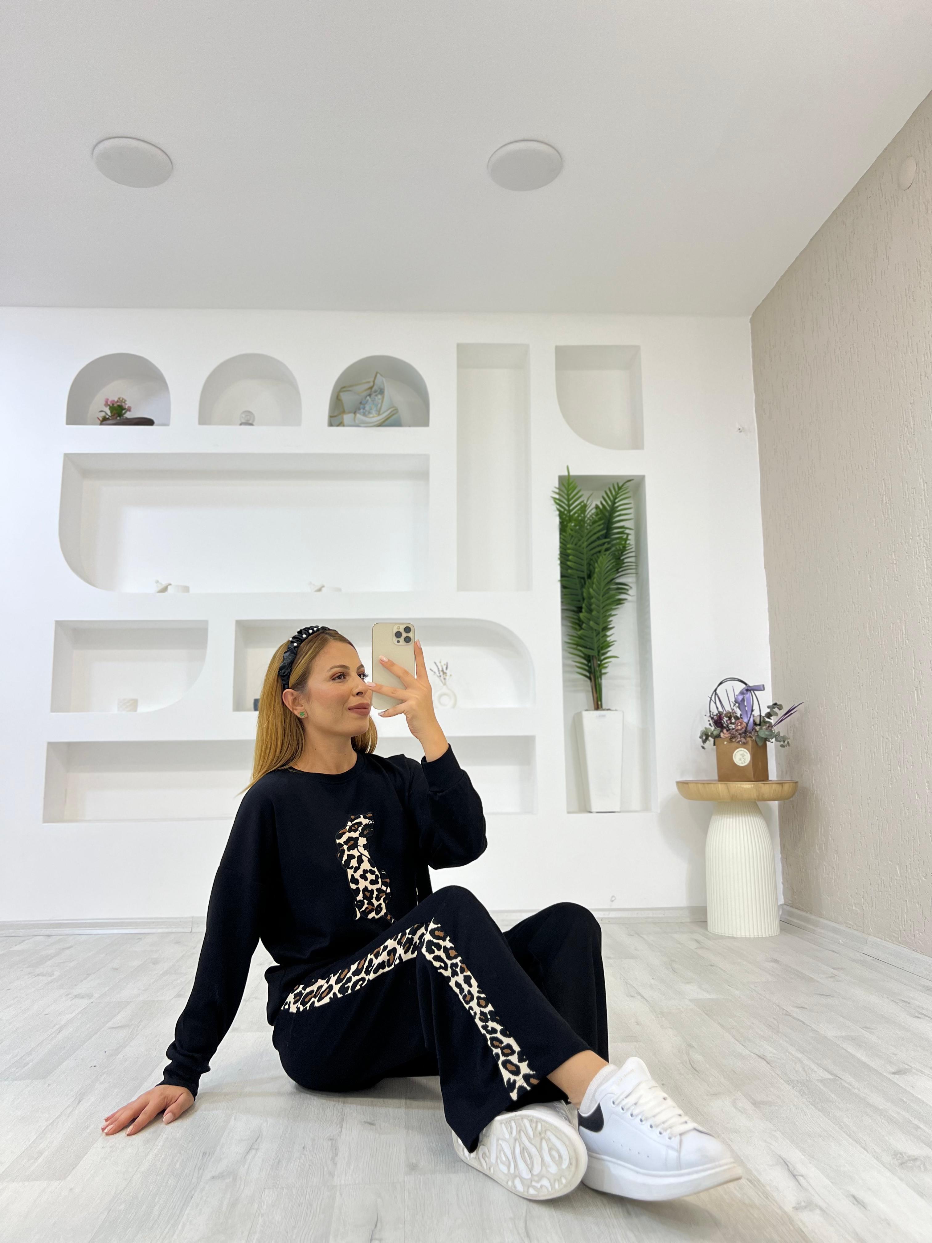 Modal Leopar Nakışlı Takım