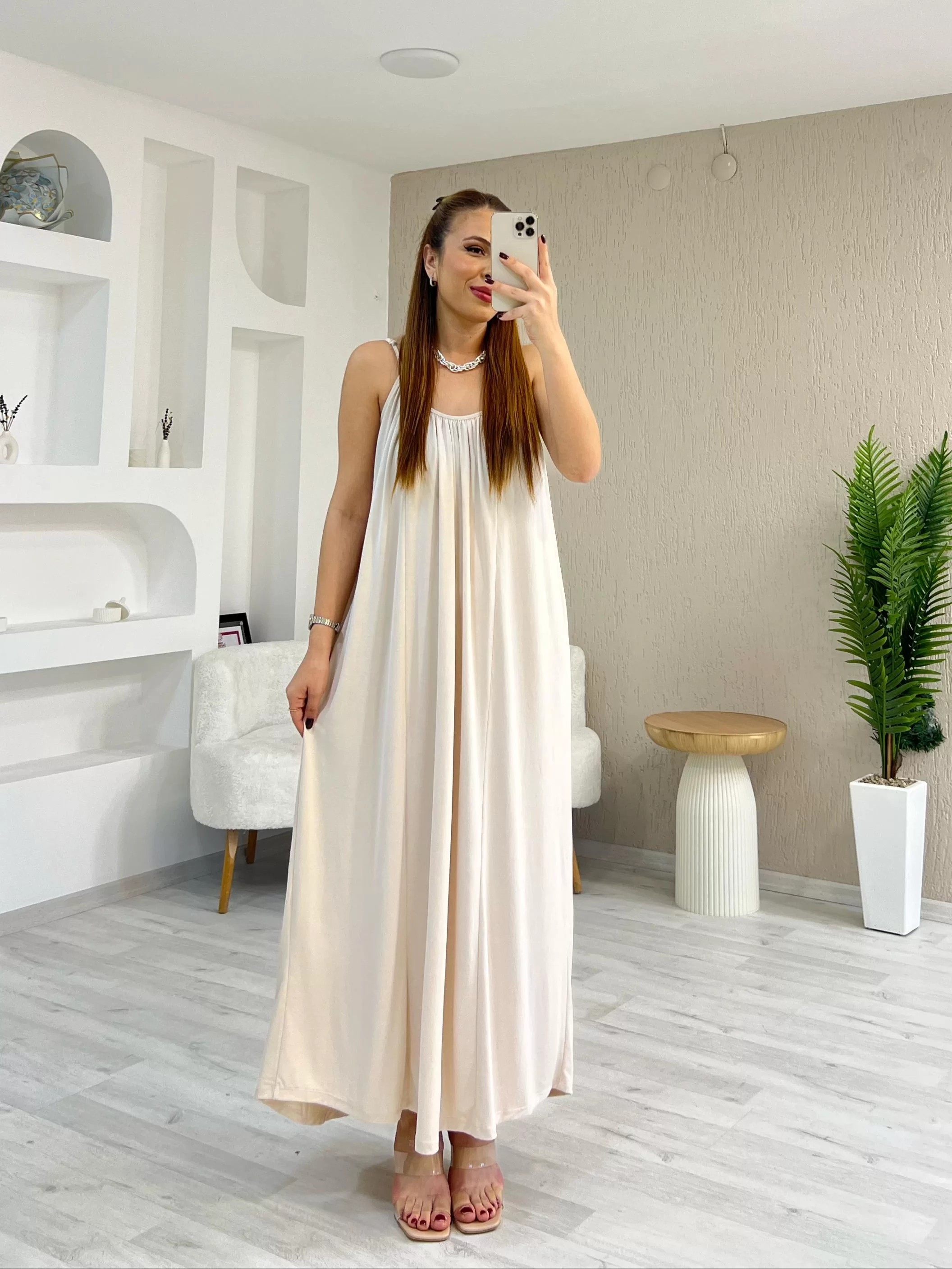 Ayarlanabilir Askılı Elbise Taş