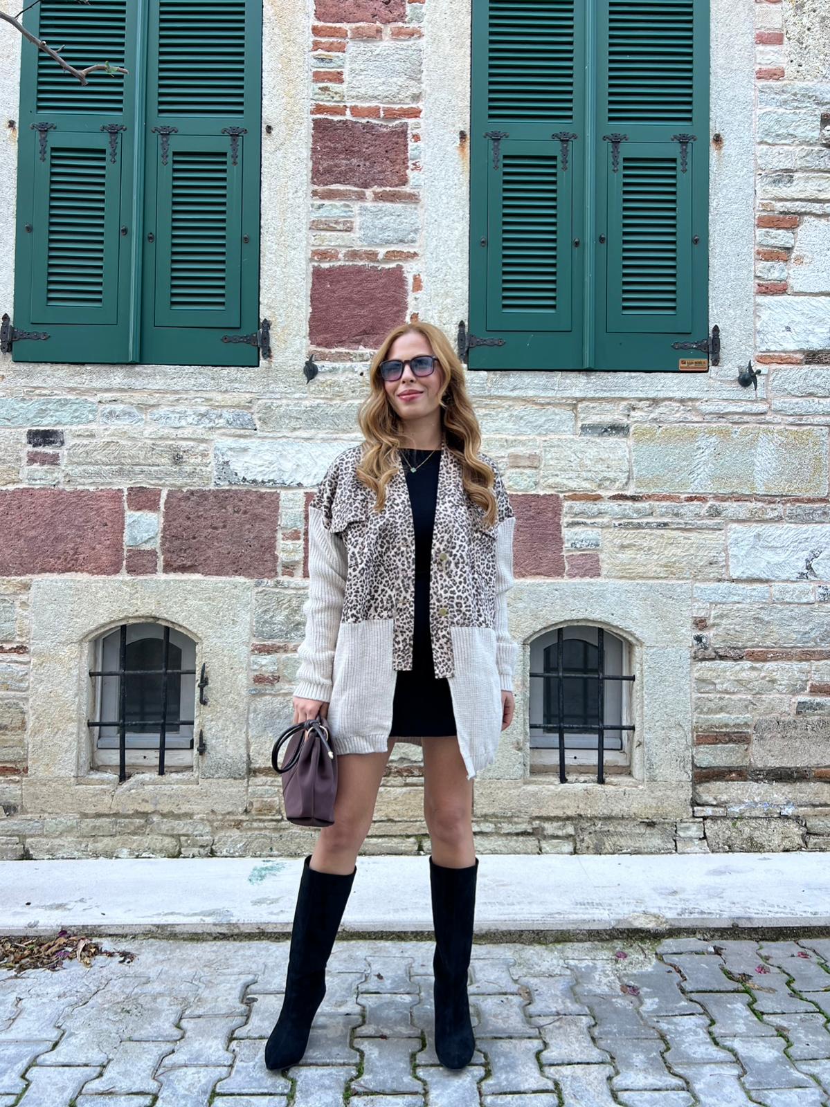 Leopar Kot Hırka - Krem