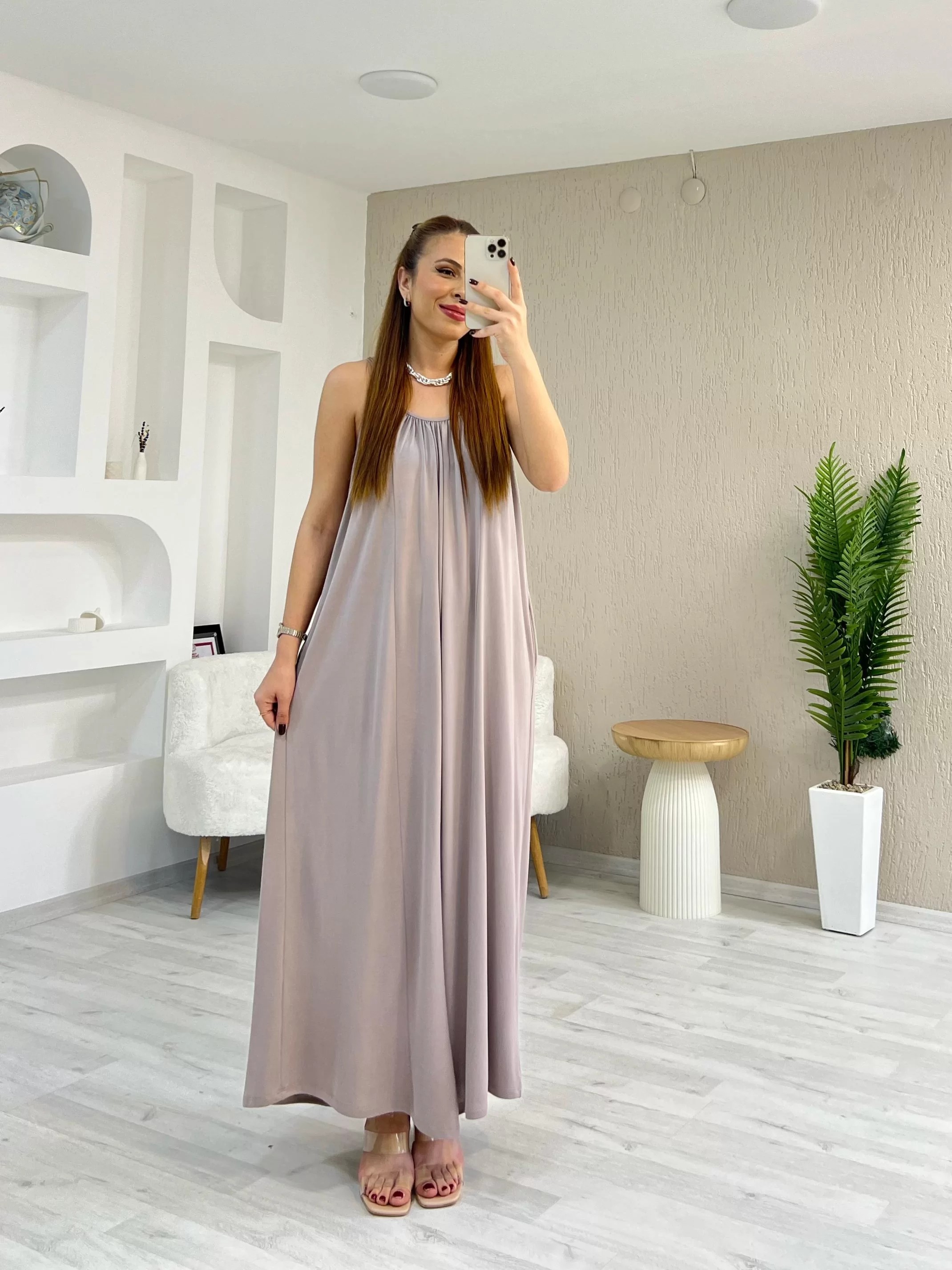 Ayarlanabilir Askılı Elbise Vizon