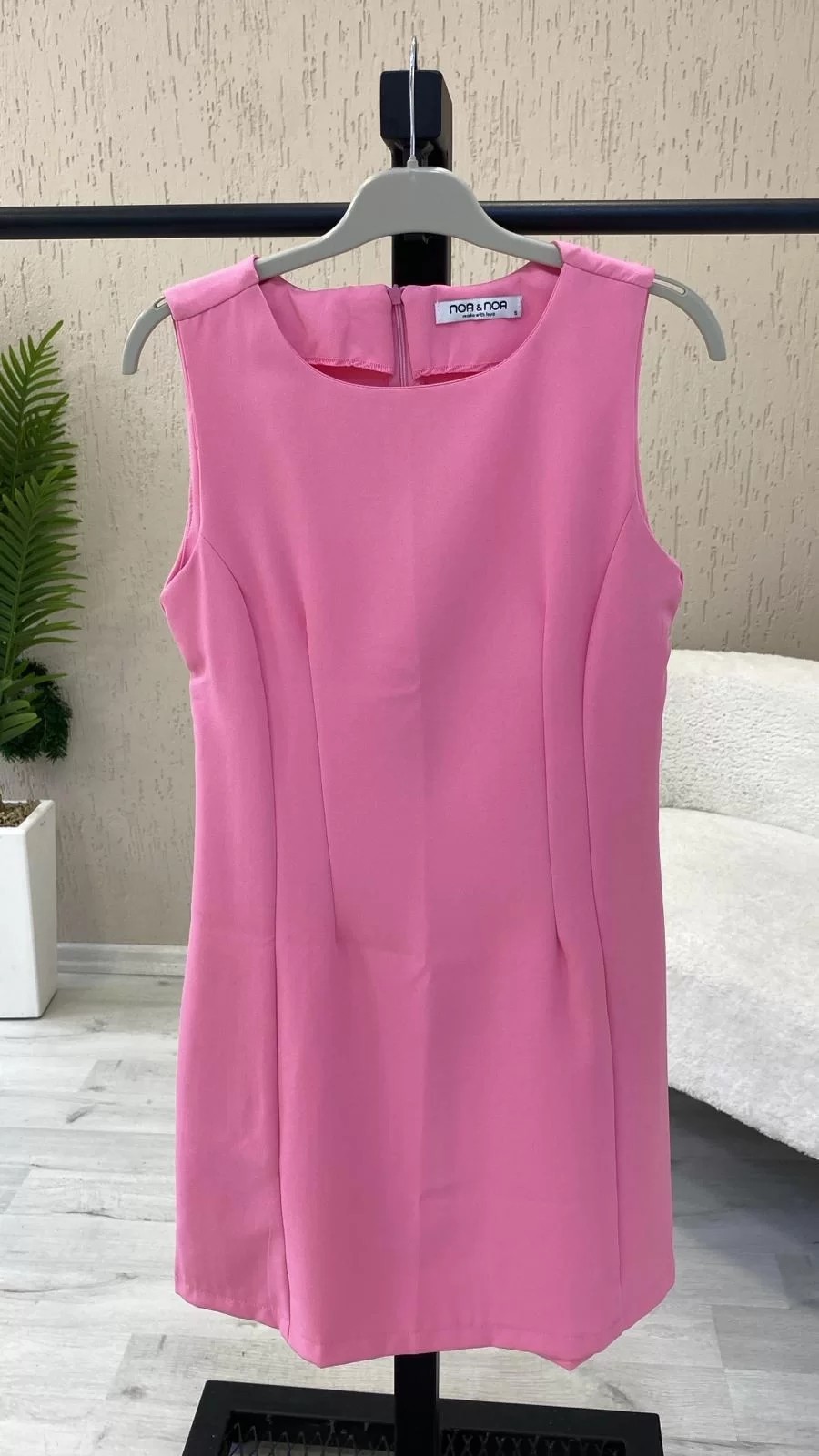 Krep Kumaş Elbise Pembe