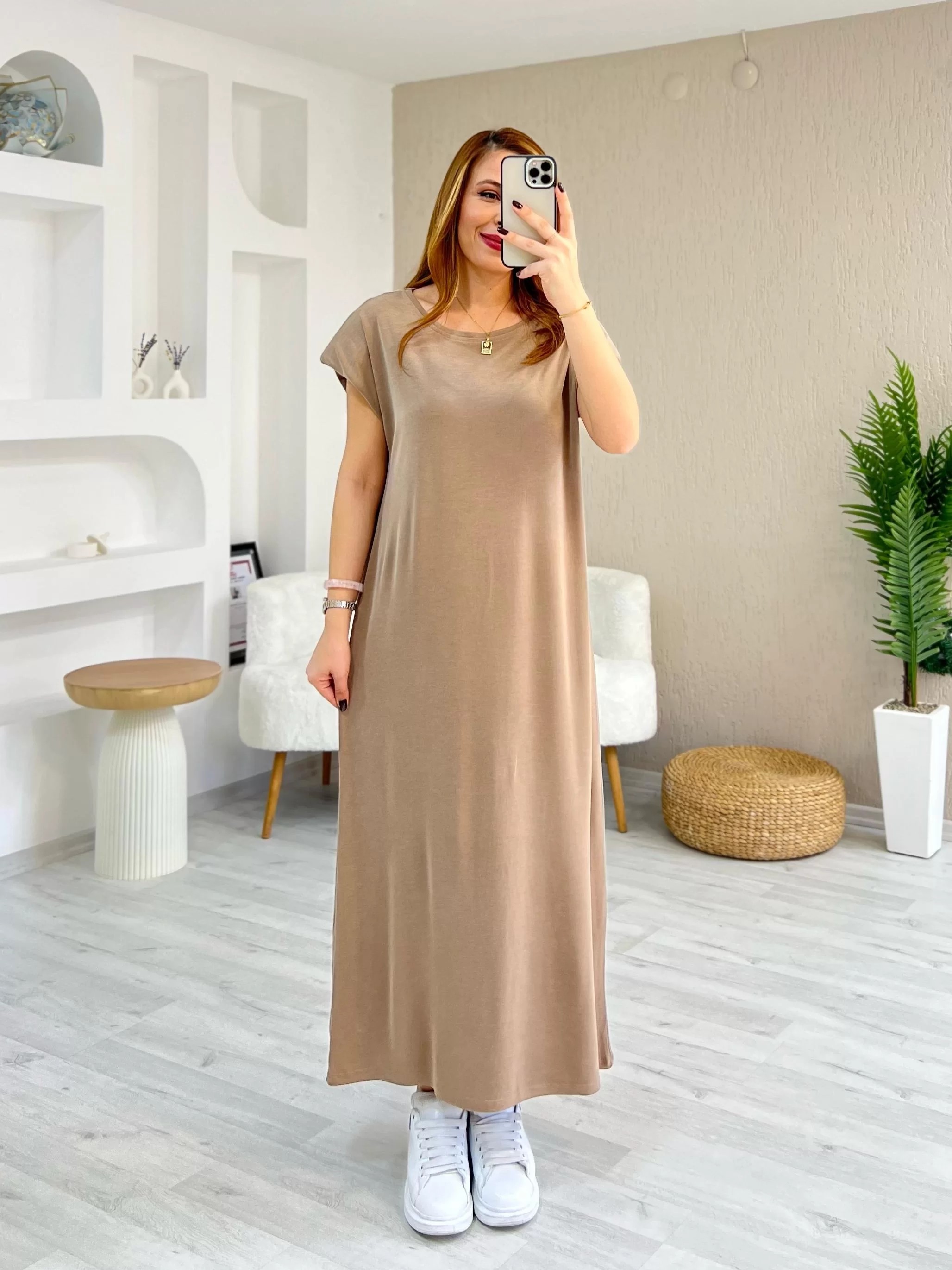 Oysho Vatkalı Pike Elbise Bej