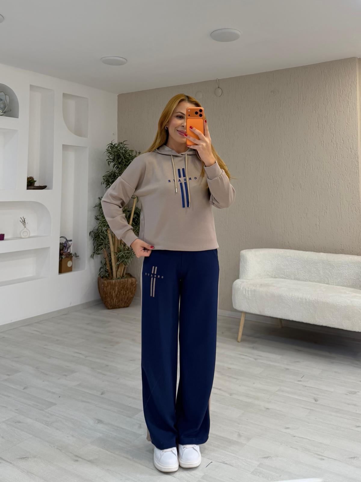 Nakışlı Garnili Takım - Vizon