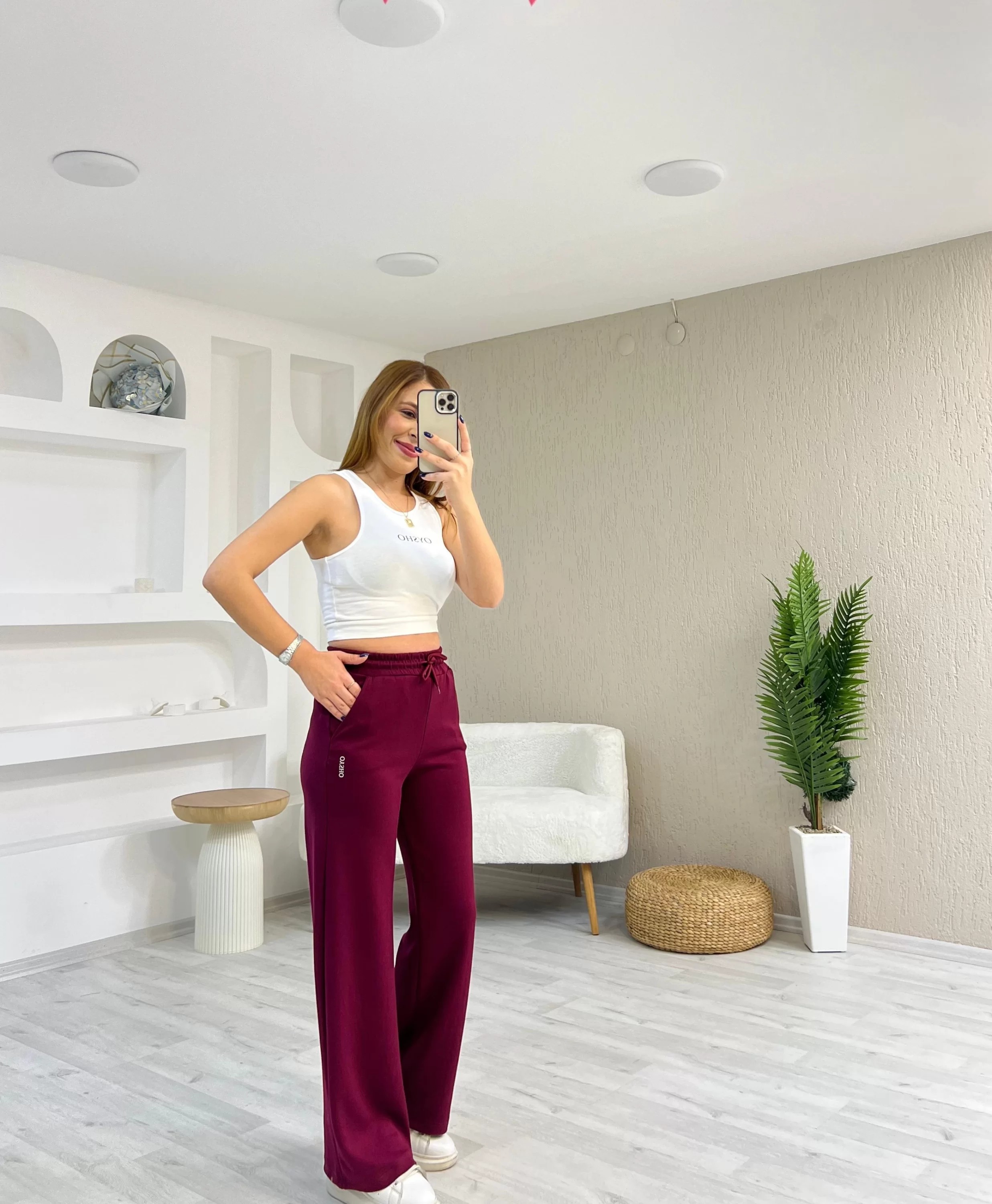 Bol Paça Oysho Eşofman Altı Bordo