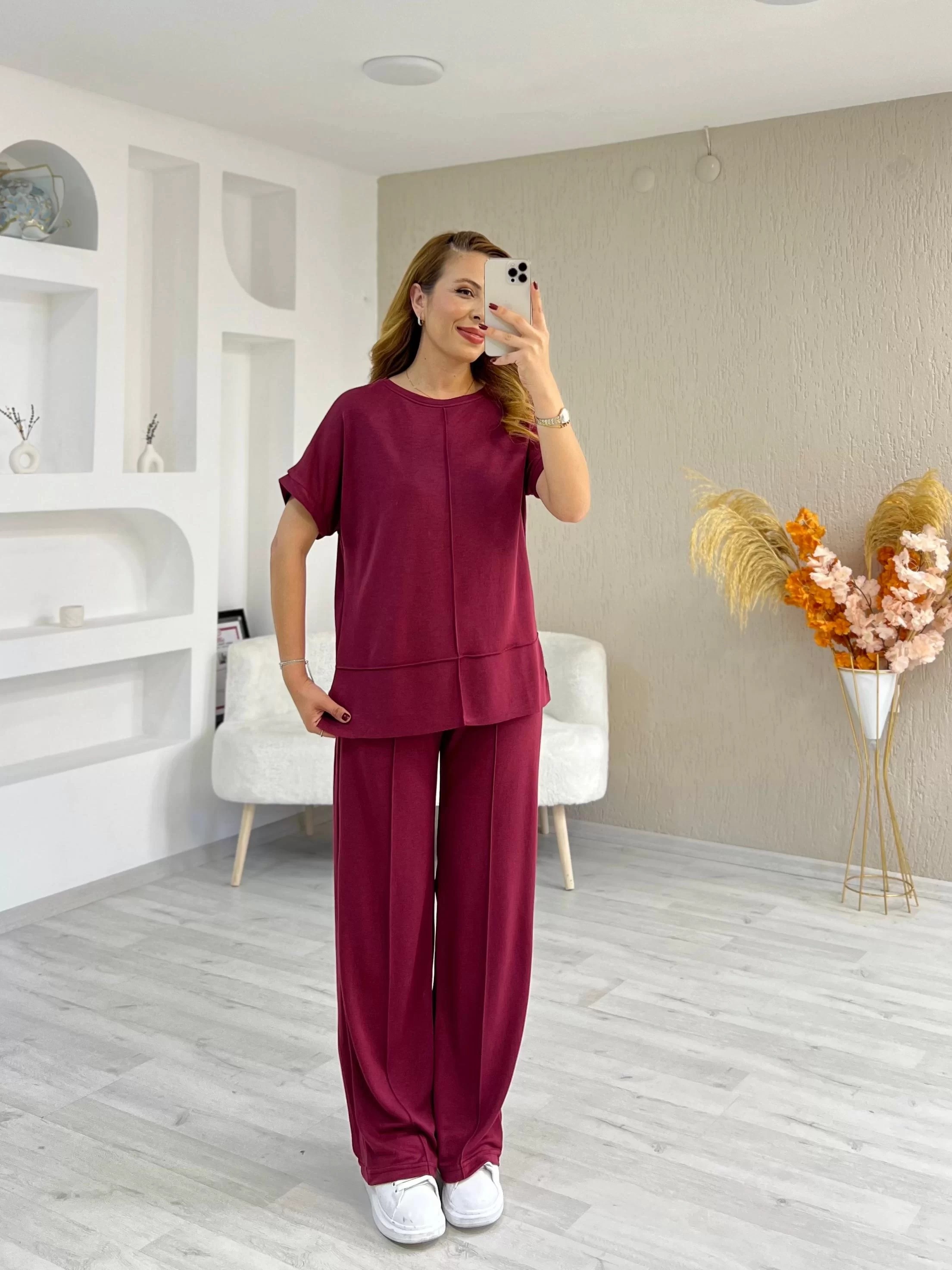 Oysho Kumaş Çimalı Takım Bordo