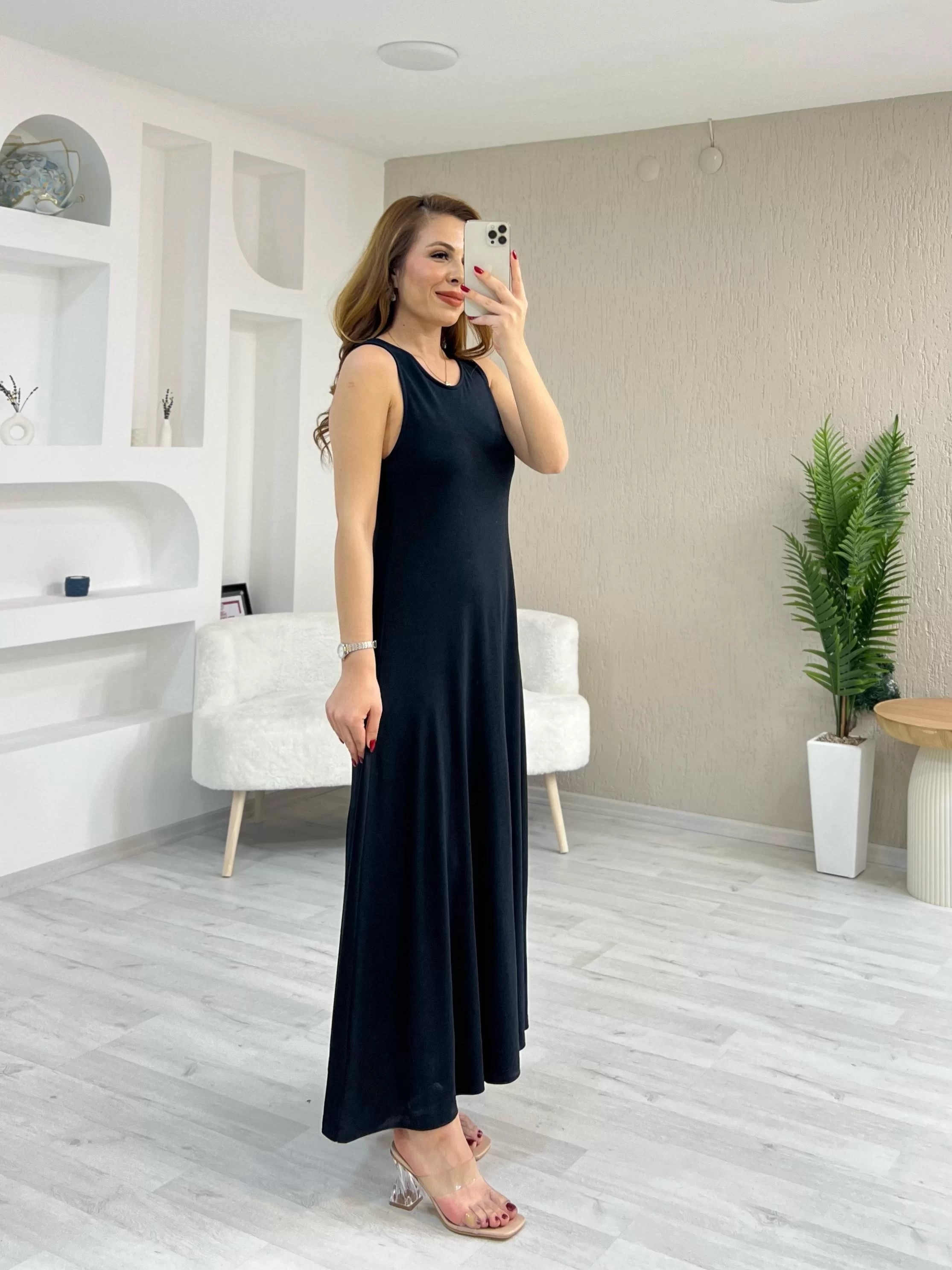 Oysho Kumaş Arka Düğmeli Elbise Siyah