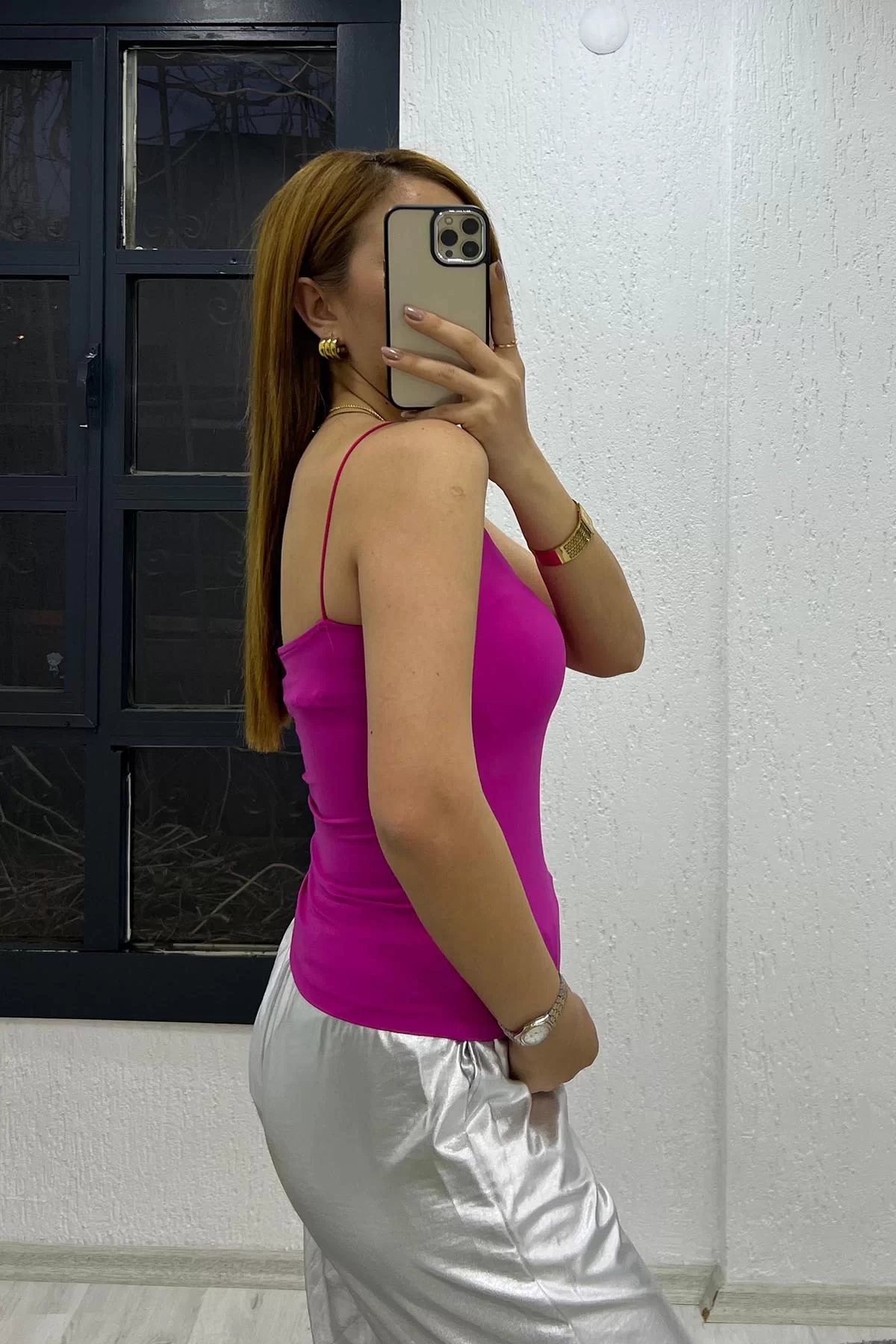 Sandy Kumaş İçi Tulumlu Atlet Fuşya