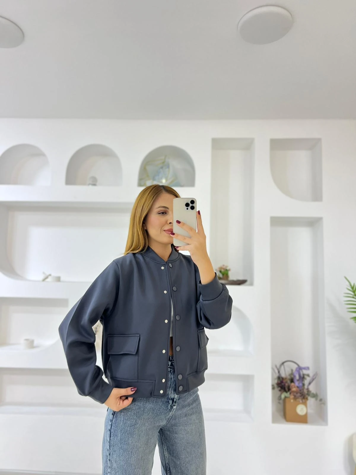 Scuba İçi Astarlı Bomber Ceket - Antrasit