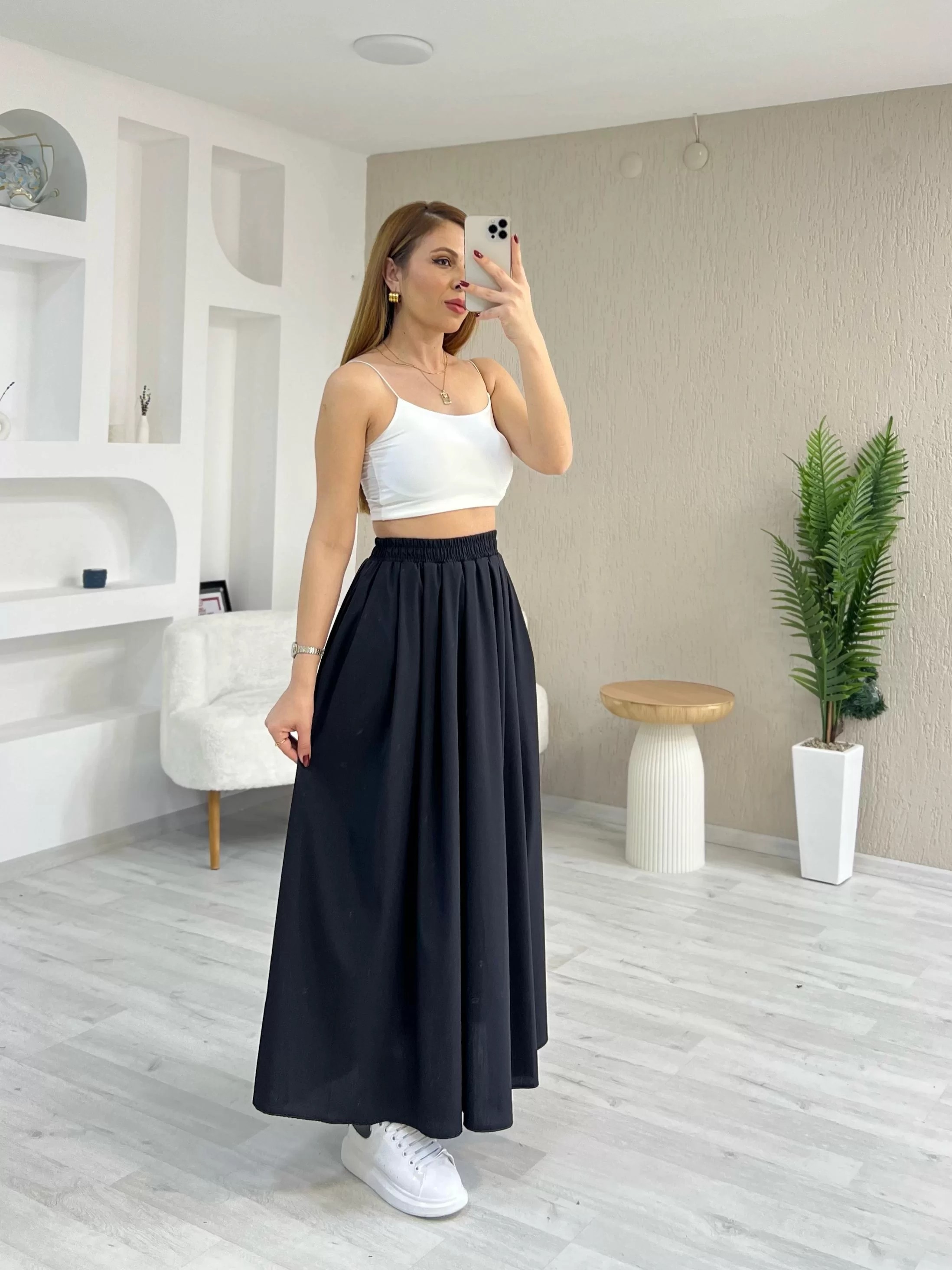 Poplin Cepli Etek Siyah