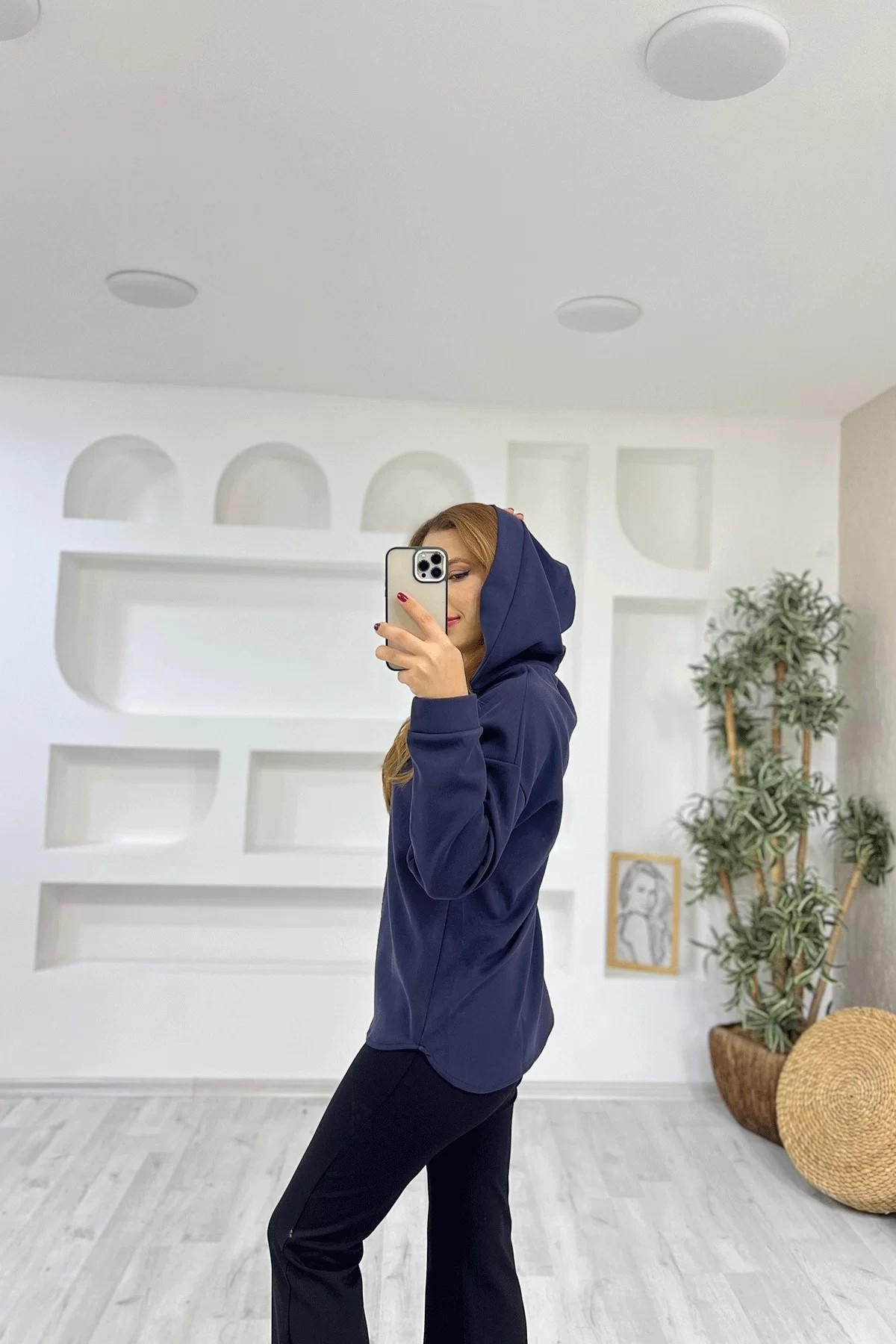 Scuba Kumaş Lacivert Sweatshirt