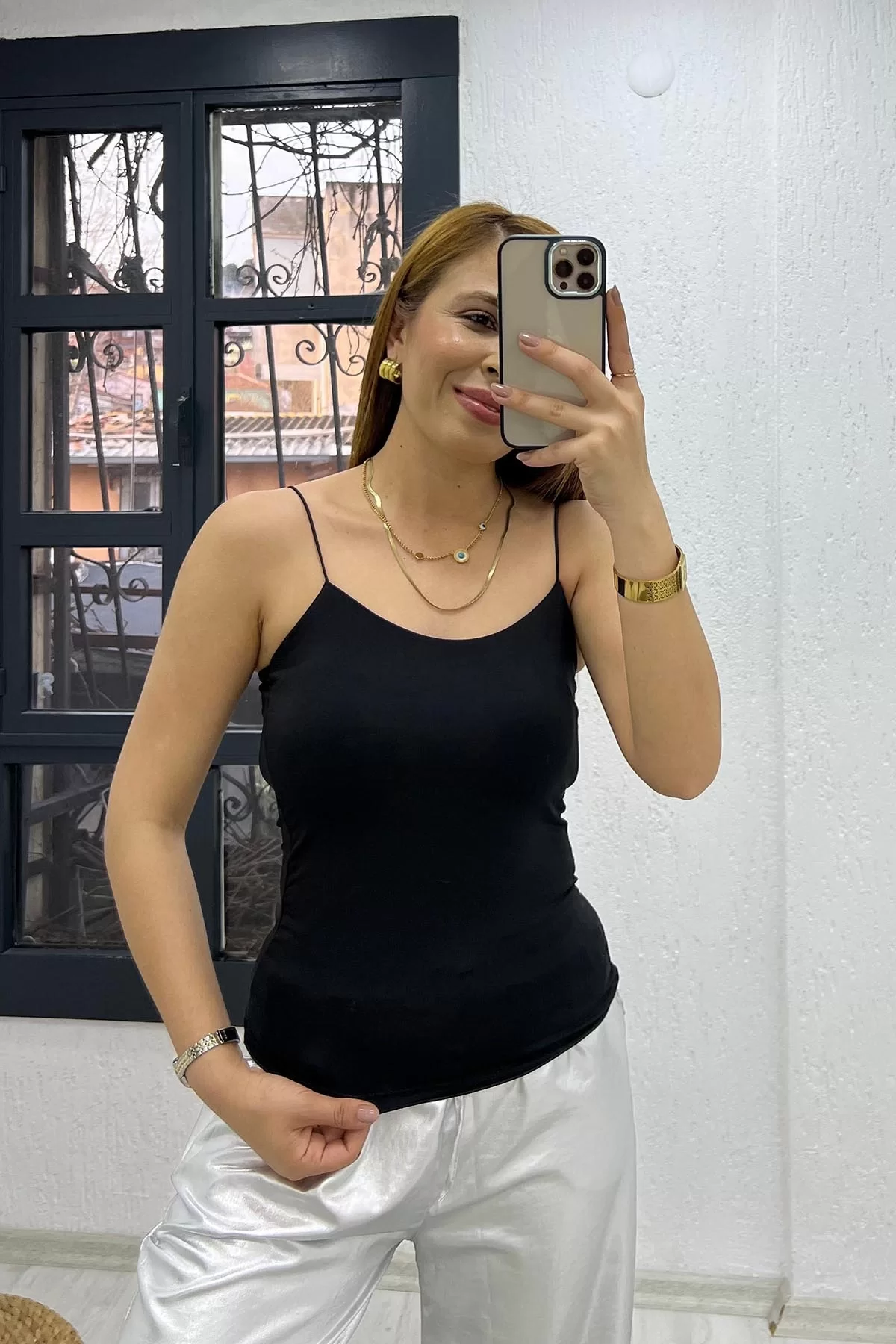 Sandy Kumaş İçi Tulumlu Atlet Siyah