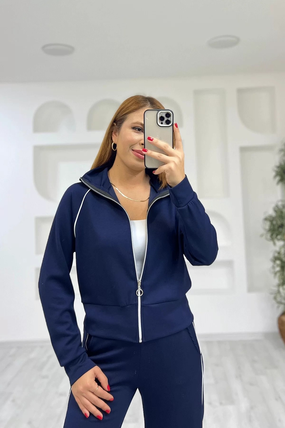 Oysho Kumaş Ara Biyeli Mavi Takım