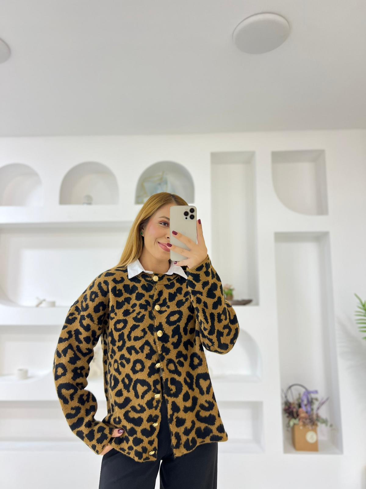 Leopar Triko Hırka - Leopar