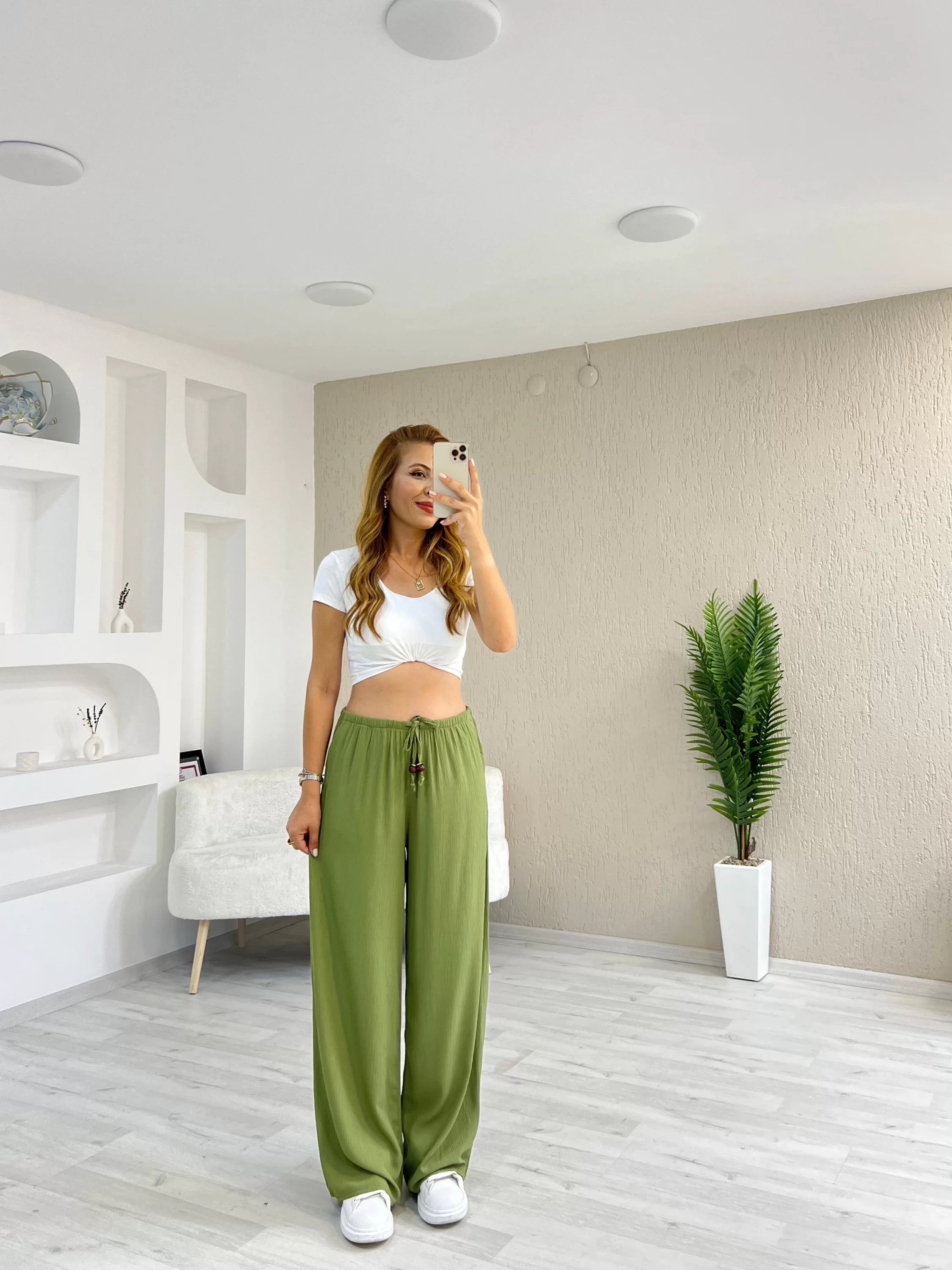 Orjinal ZR Model Dokuma Bürümcük İnce Kemer Pantolon Yeşil