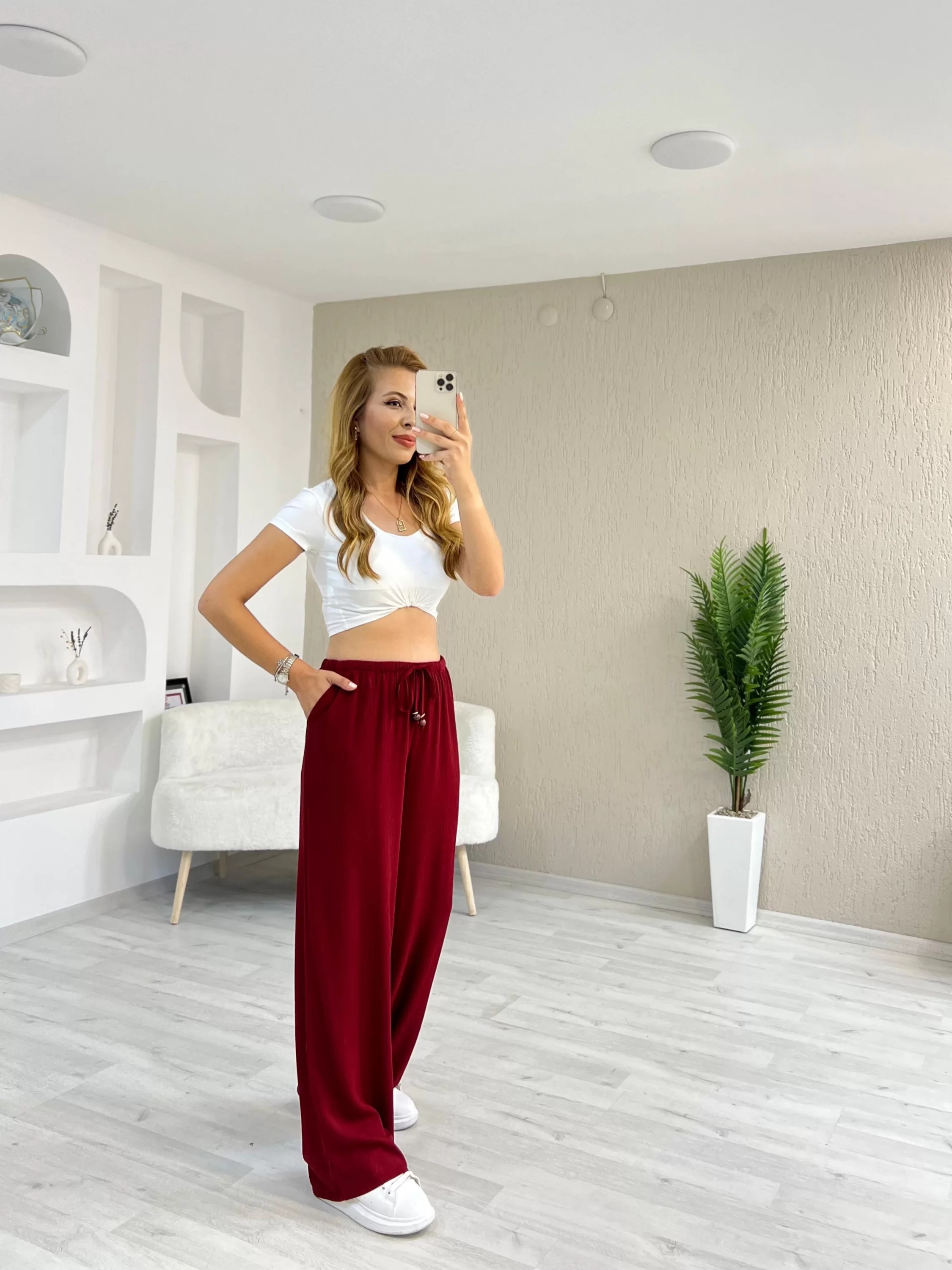 Orjinal ZR Model Dokuma Bürümcük İnce Kemer Pantolon Bordo