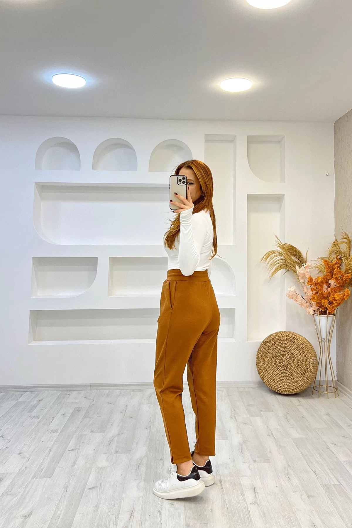 Oysho Kumaş Paça Yırtmaçlı Kahverengi Eşofman Altı