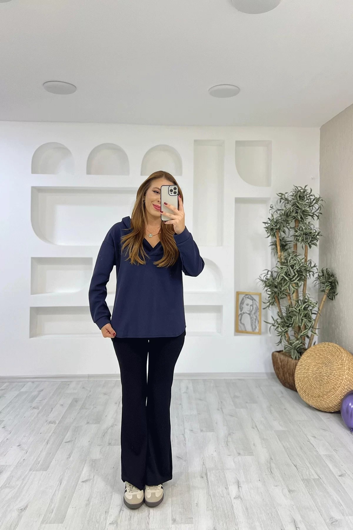 Scuba Kumaş Lacivert Sweatshirt