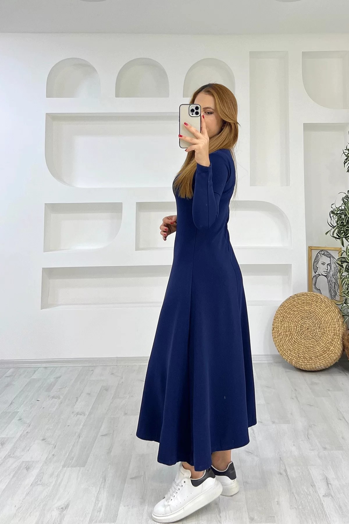 Ottoman Maxi Lacivert Elbise