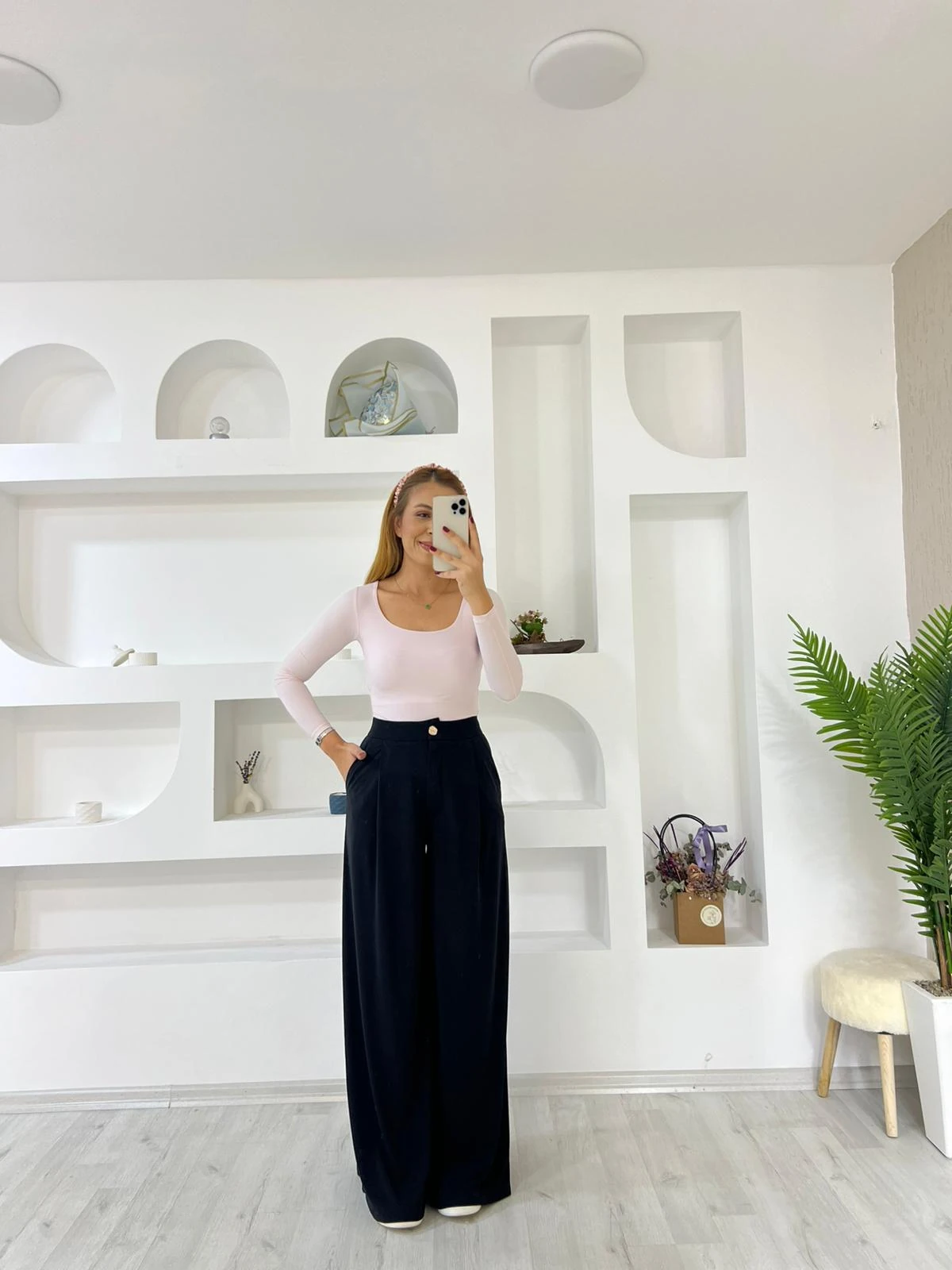 Modal Paça Kaplamalı Pantolon - Siyah