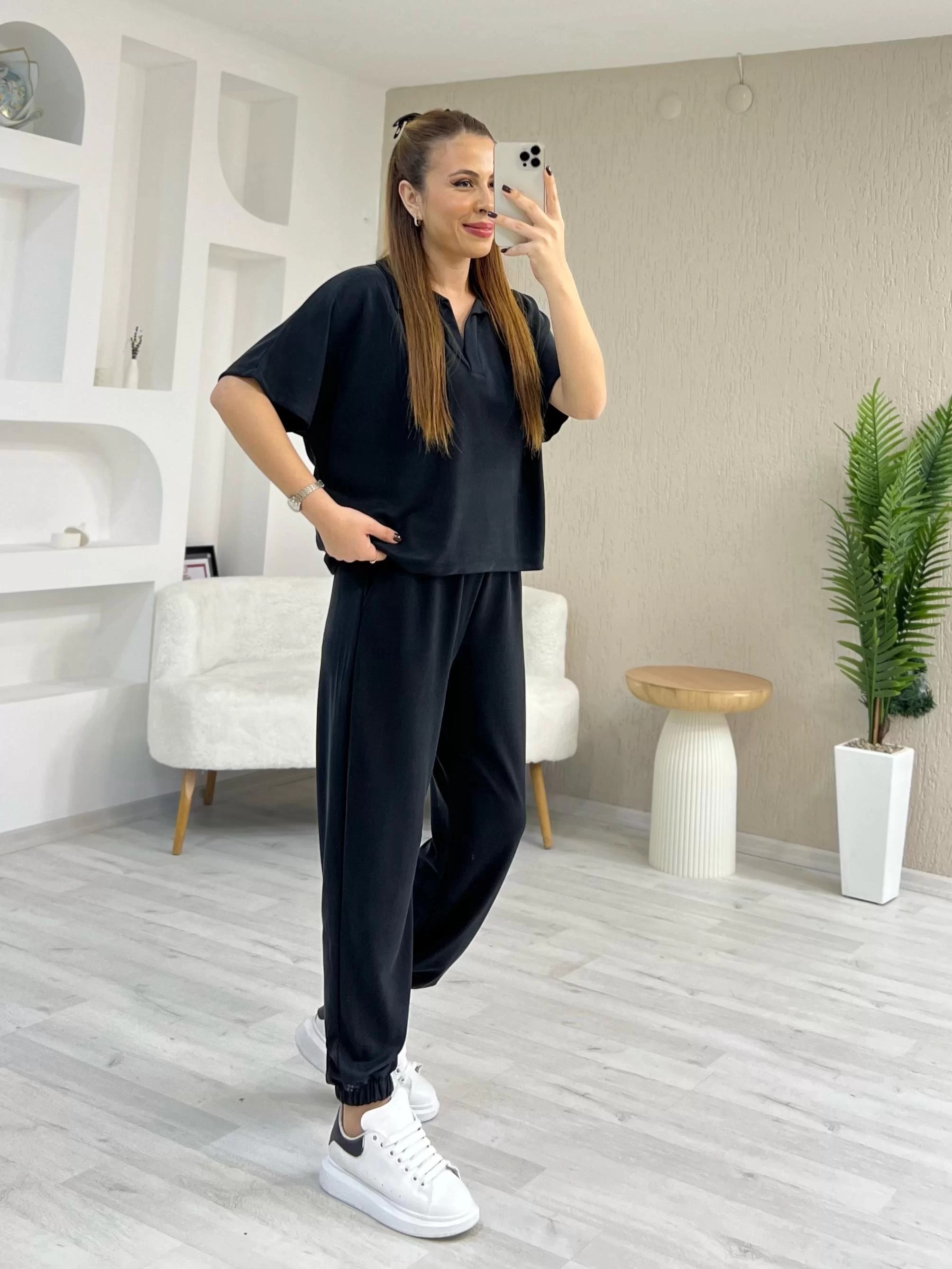 Oysho Polo Yaka Pike Takım Siyah