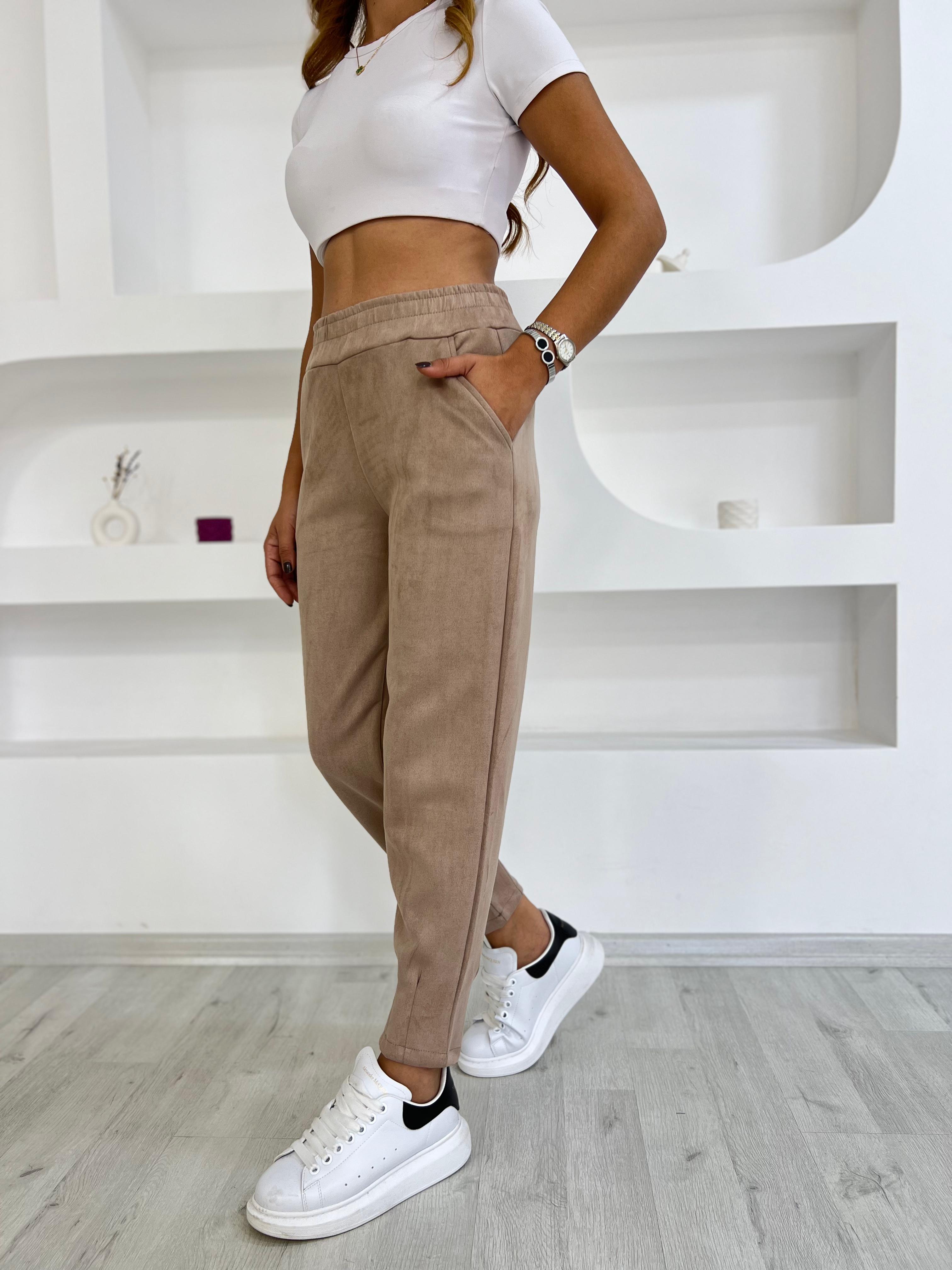 Orjinal Marka Süet Paça Pensli Pantolon