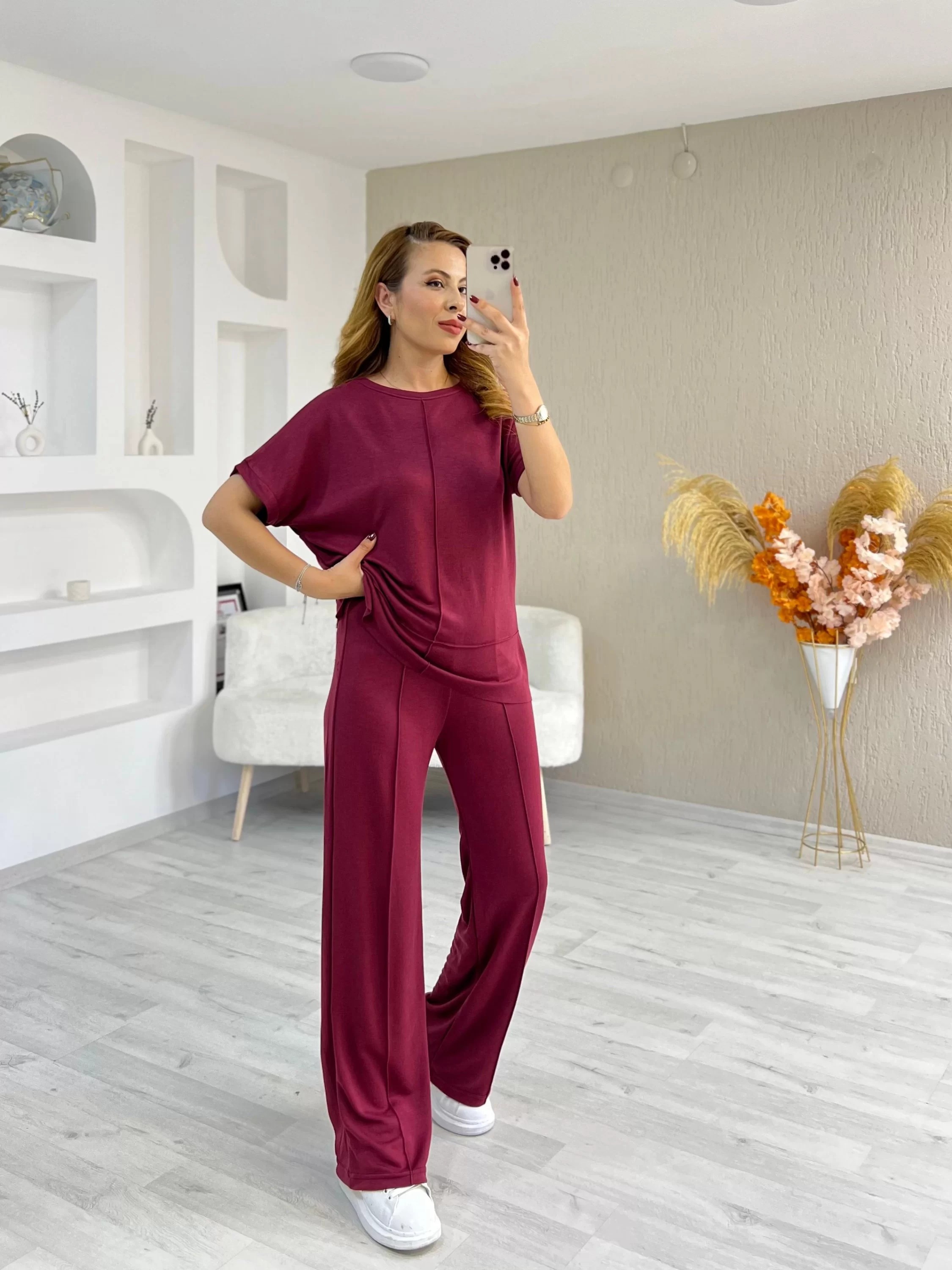 Oysho Kumaş Çimalı Takım Bordo