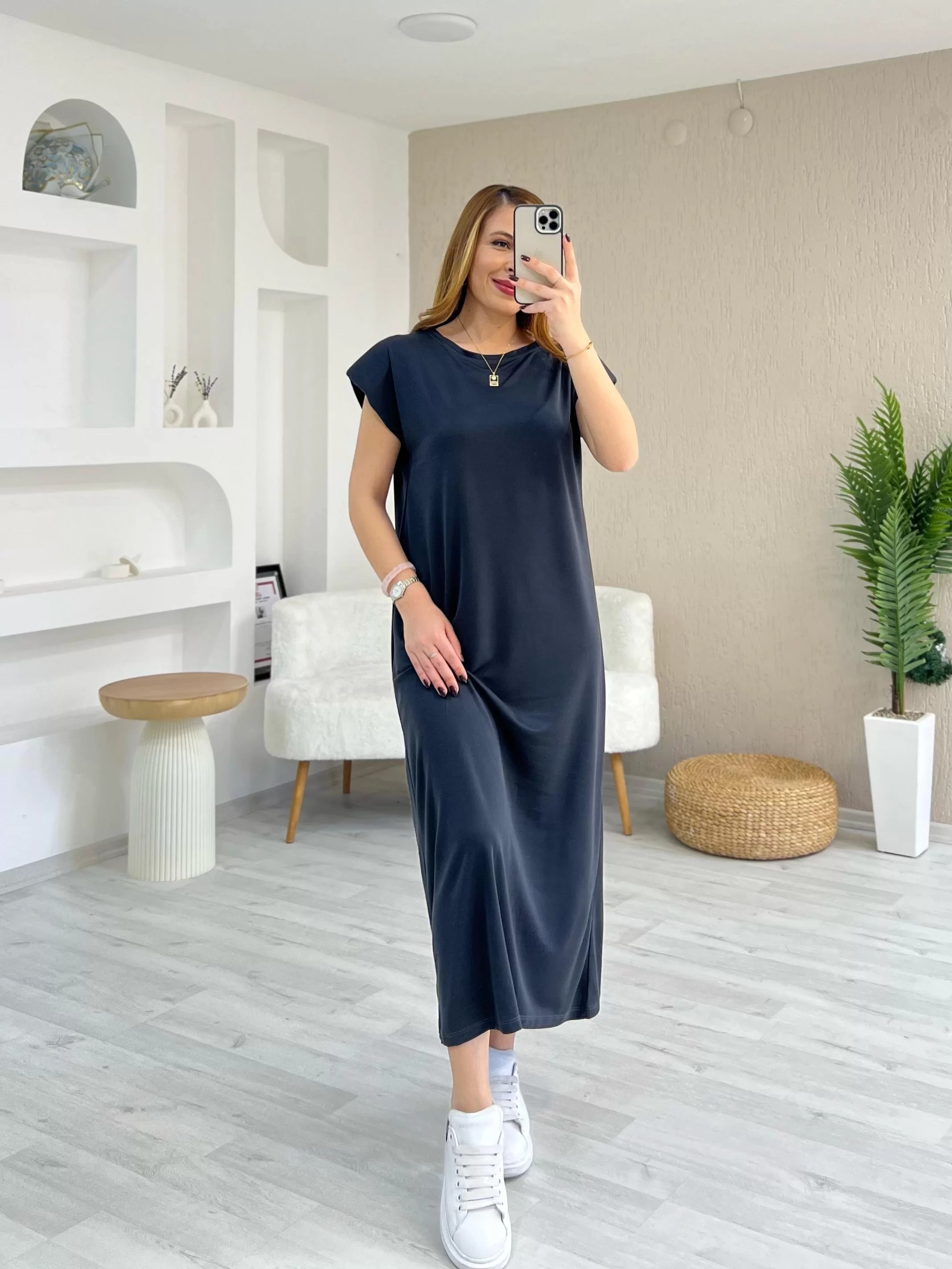 Oysho Vatkalı Pike Elbise Antrasit