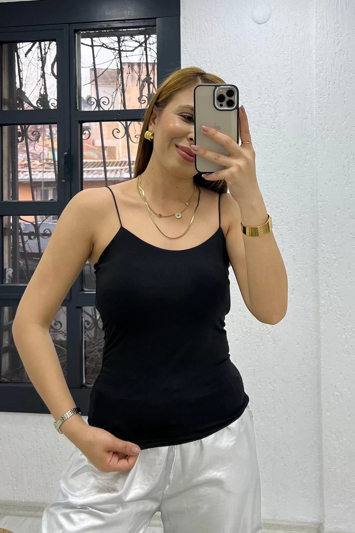 Sandy Kumaş İçi Tulumlu Atlet Siyah