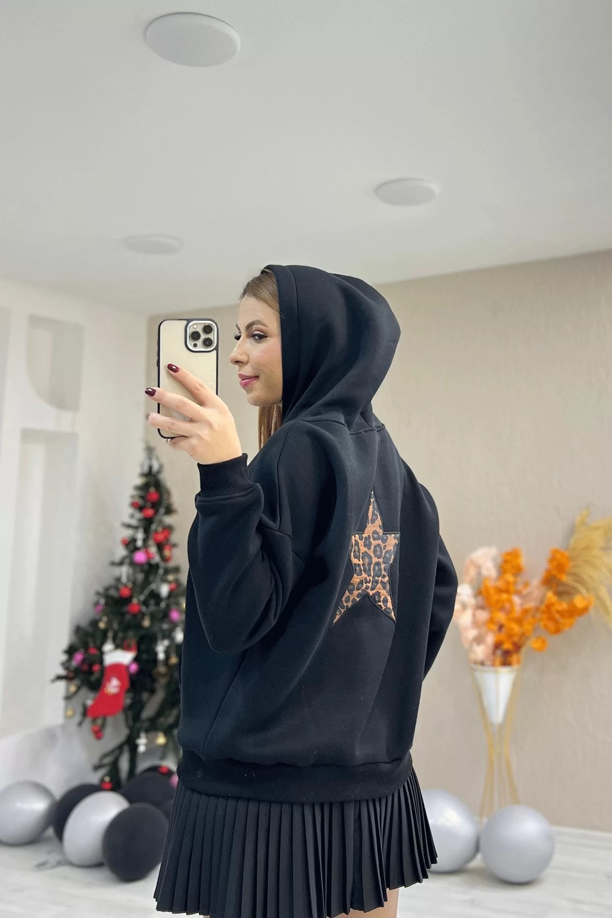 Yıldız Baskılı Zara Siyah Sweatshirt