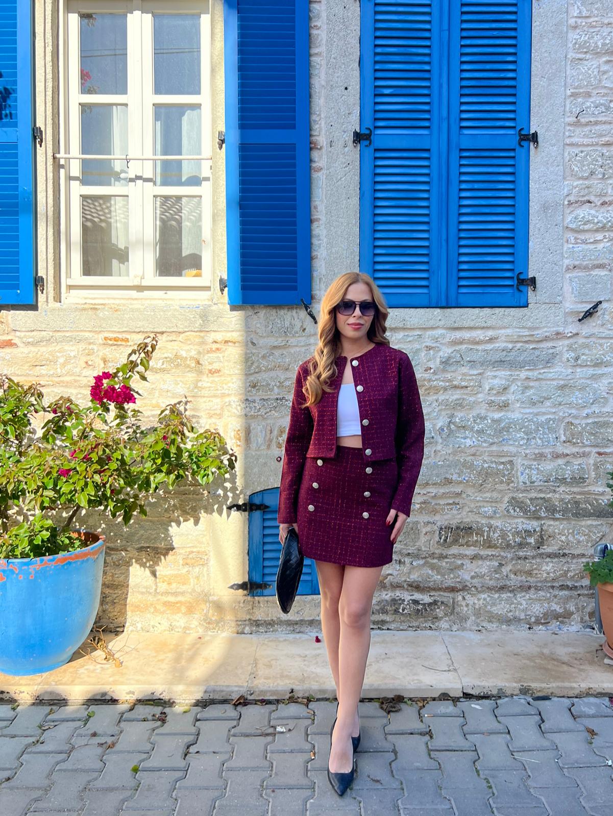 Etekli Tüvit Takım - Bordo