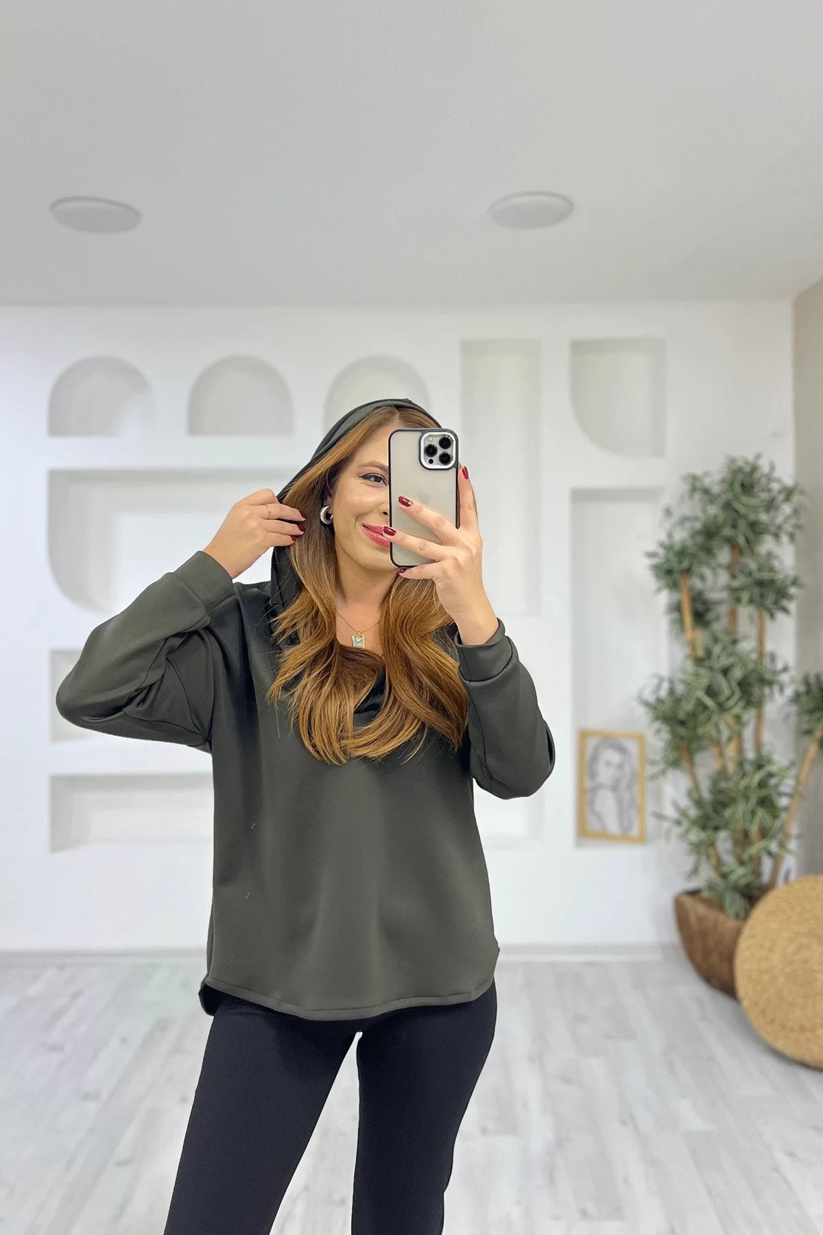 Scuba Kumaş Haki Sweatshirt