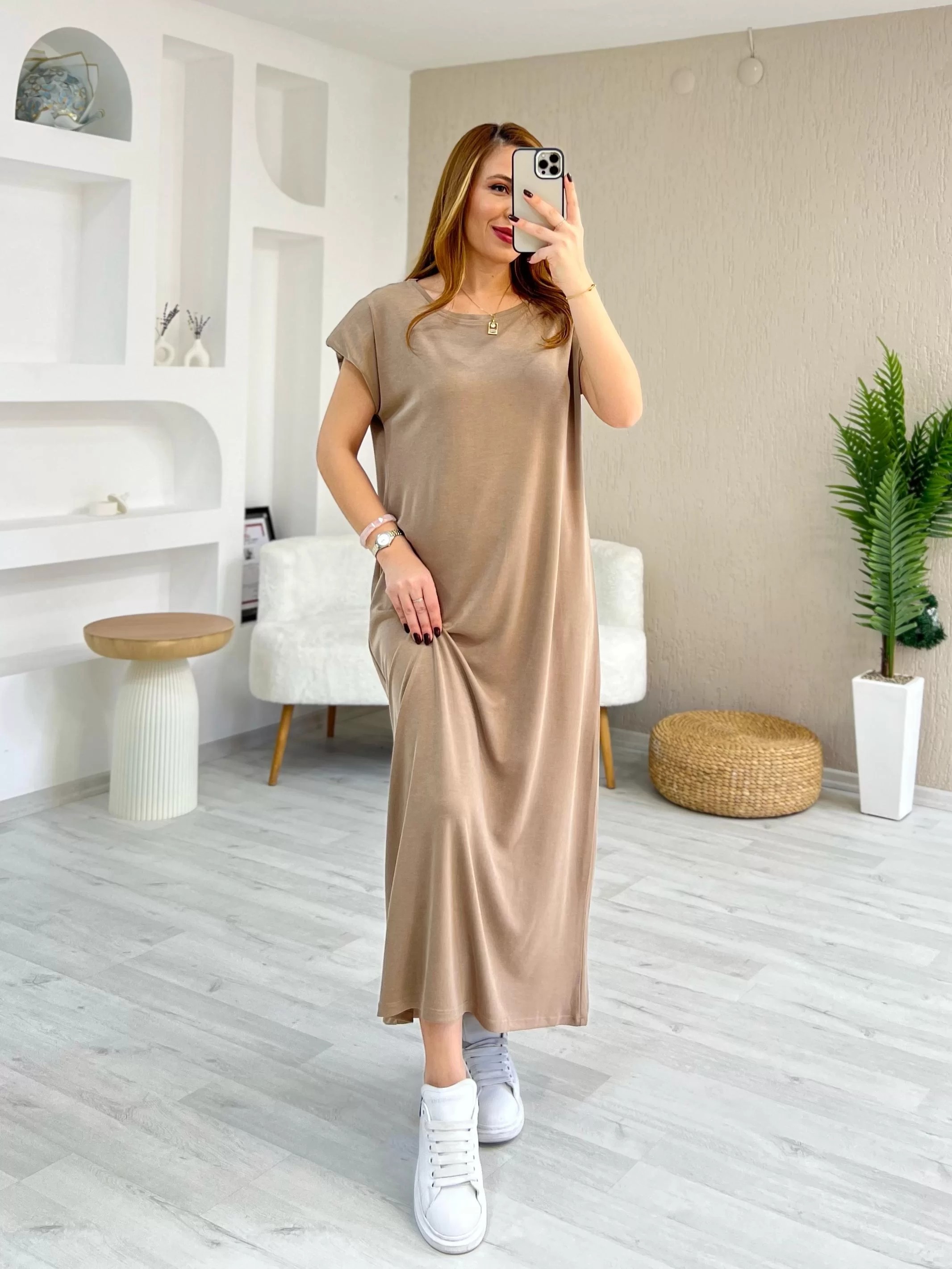 Oysho Vatkalı Pike Elbise Bej