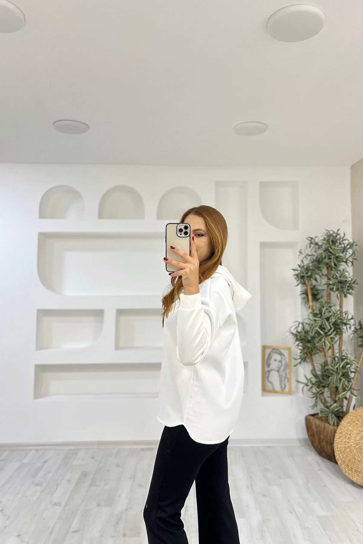 Scuba Kumaş Beyaz Sweatshirt