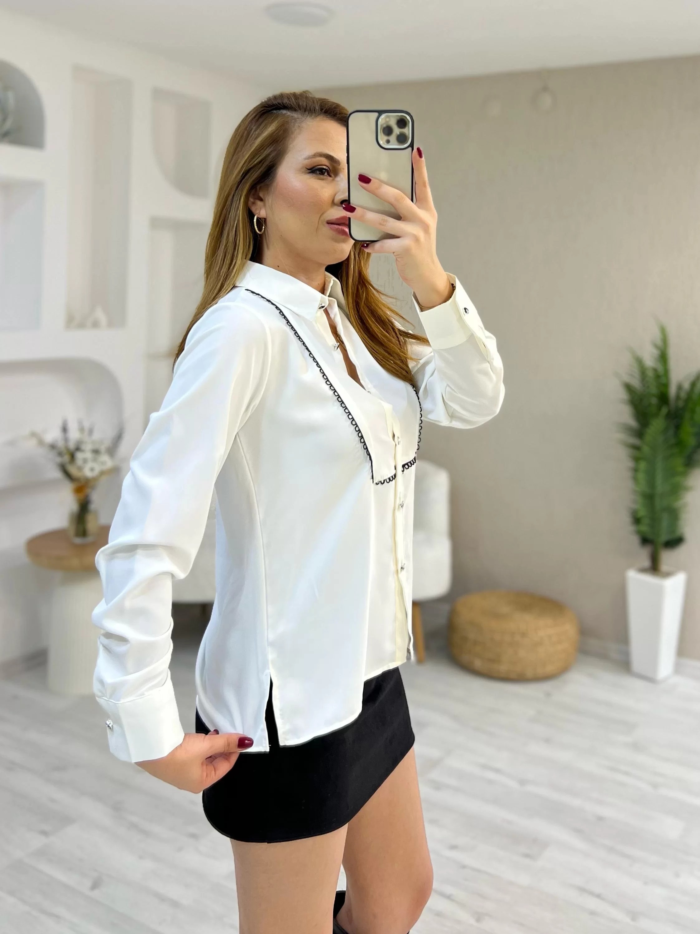Dantel Detay Jessica Gömlek Beyaz