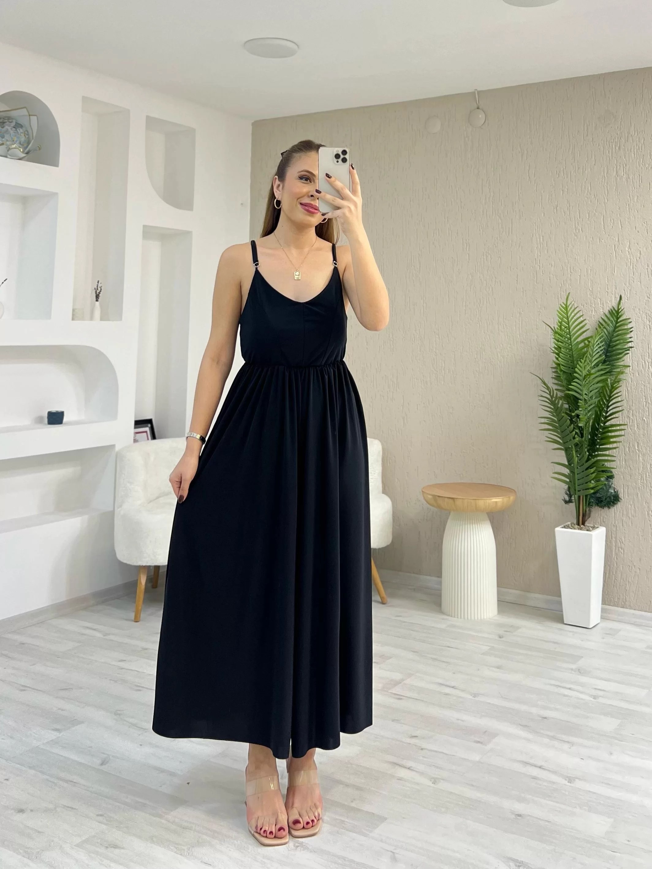 Ayarlı Çapraz Askılı Tulum Siyah