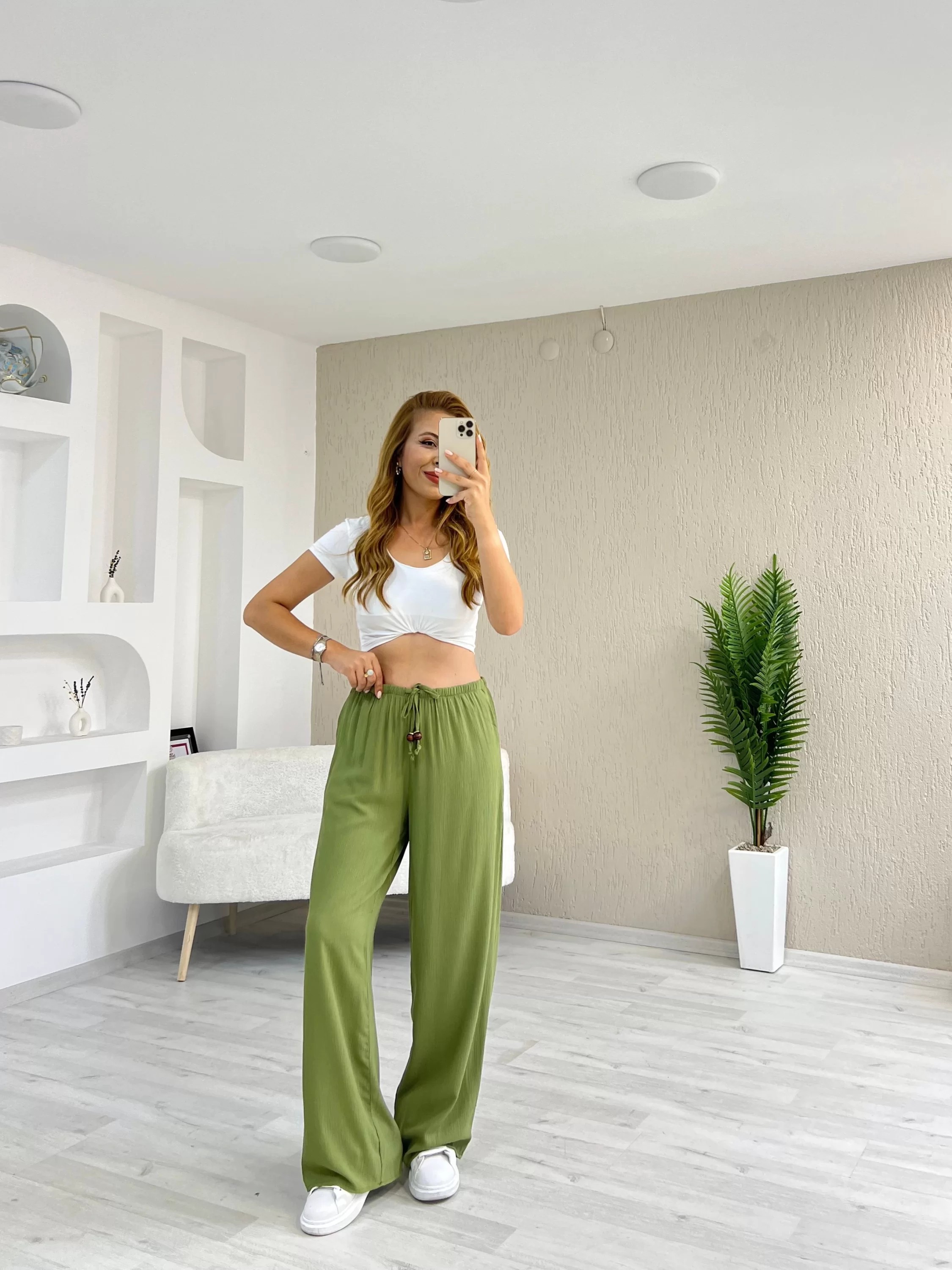 Orjinal ZR Model Dokuma Bürümcük İnce Kemer Pantolon Yeşil