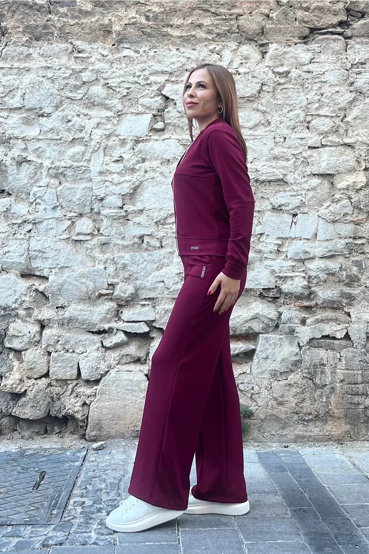 Fermuarlı Hakim Yaka Oysho Bordo Takım