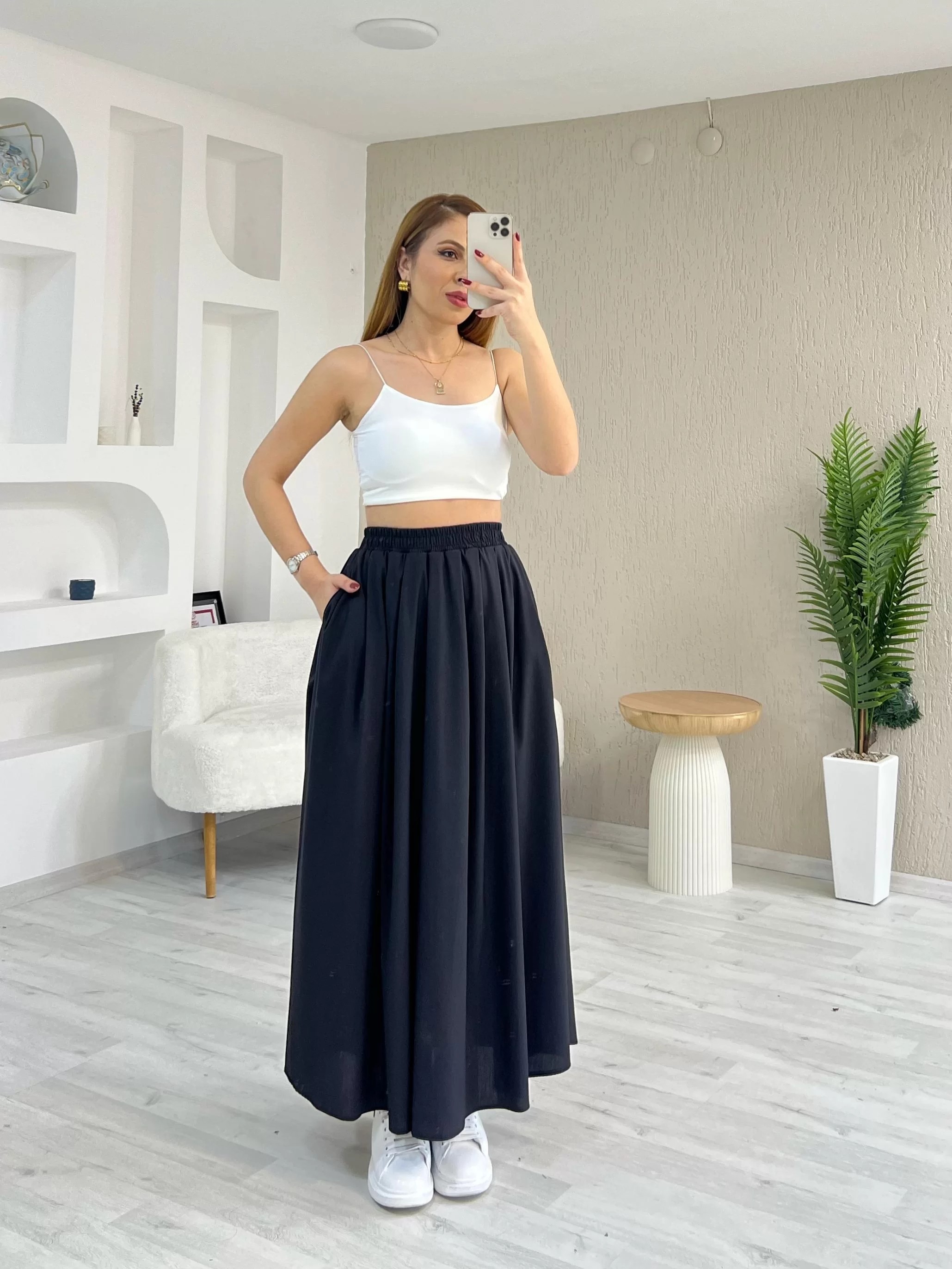 Poplin Cepli Etek Siyah