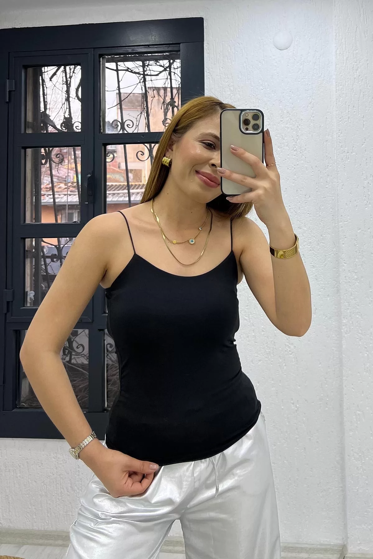 Sandy Kumaş İçi Tulumlu Atlet Siyah