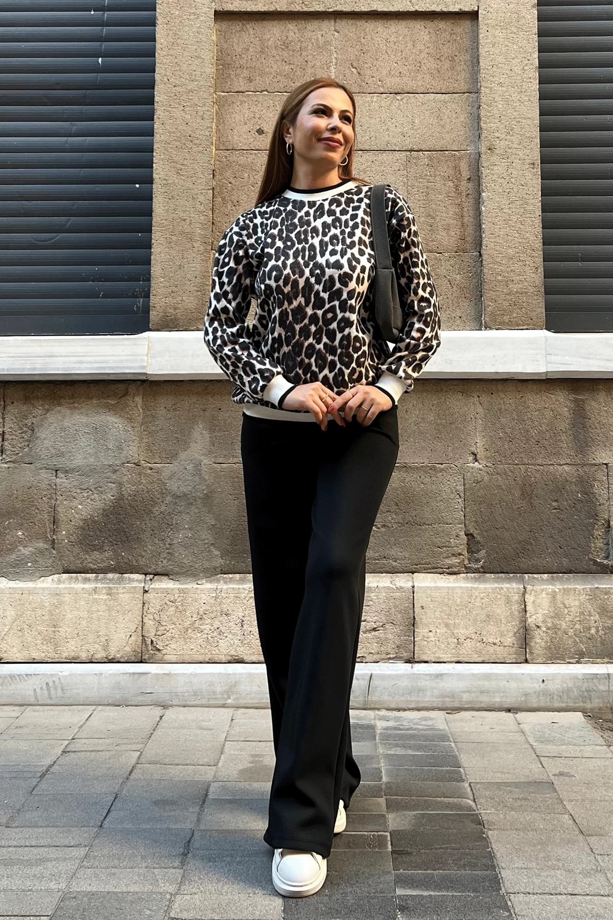 Leopar Ribanalı Triko Takım