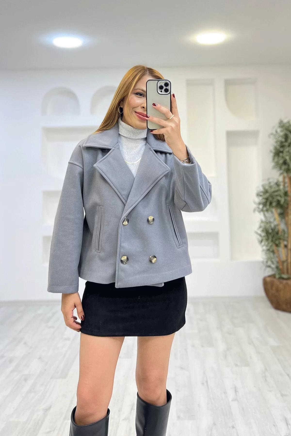 Orjinal Marka Zara Gri Kaşe Kaban