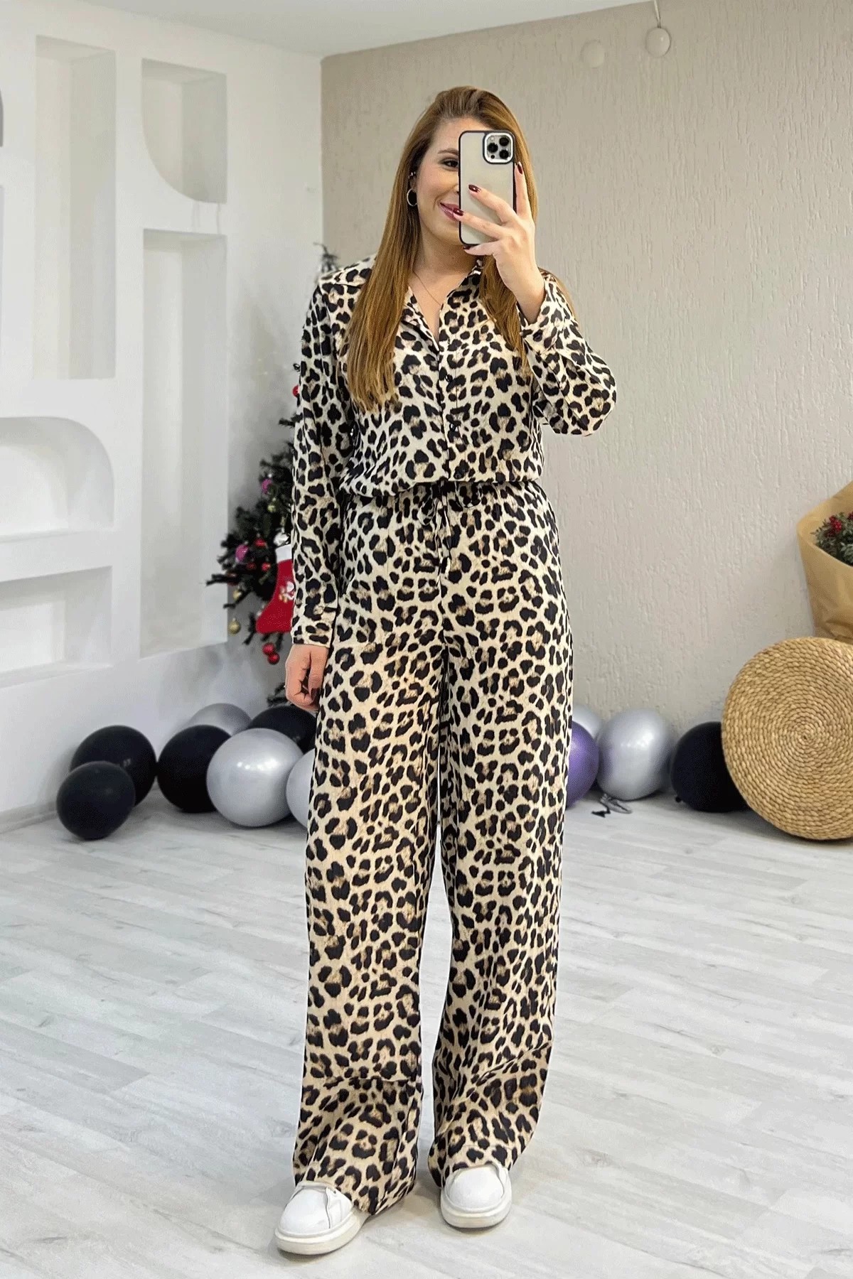 Leoparlı Gömlek Takım