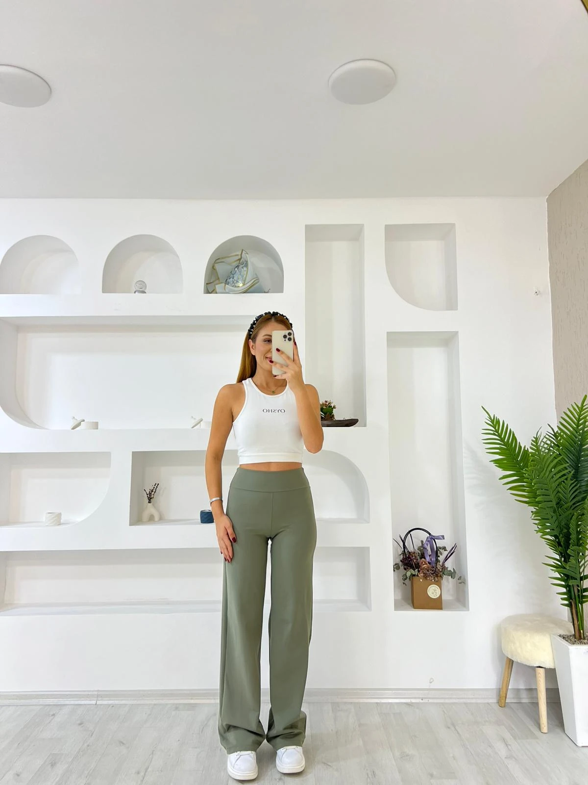 Oys Bol Paça Tayt Pantolon - Yeşil