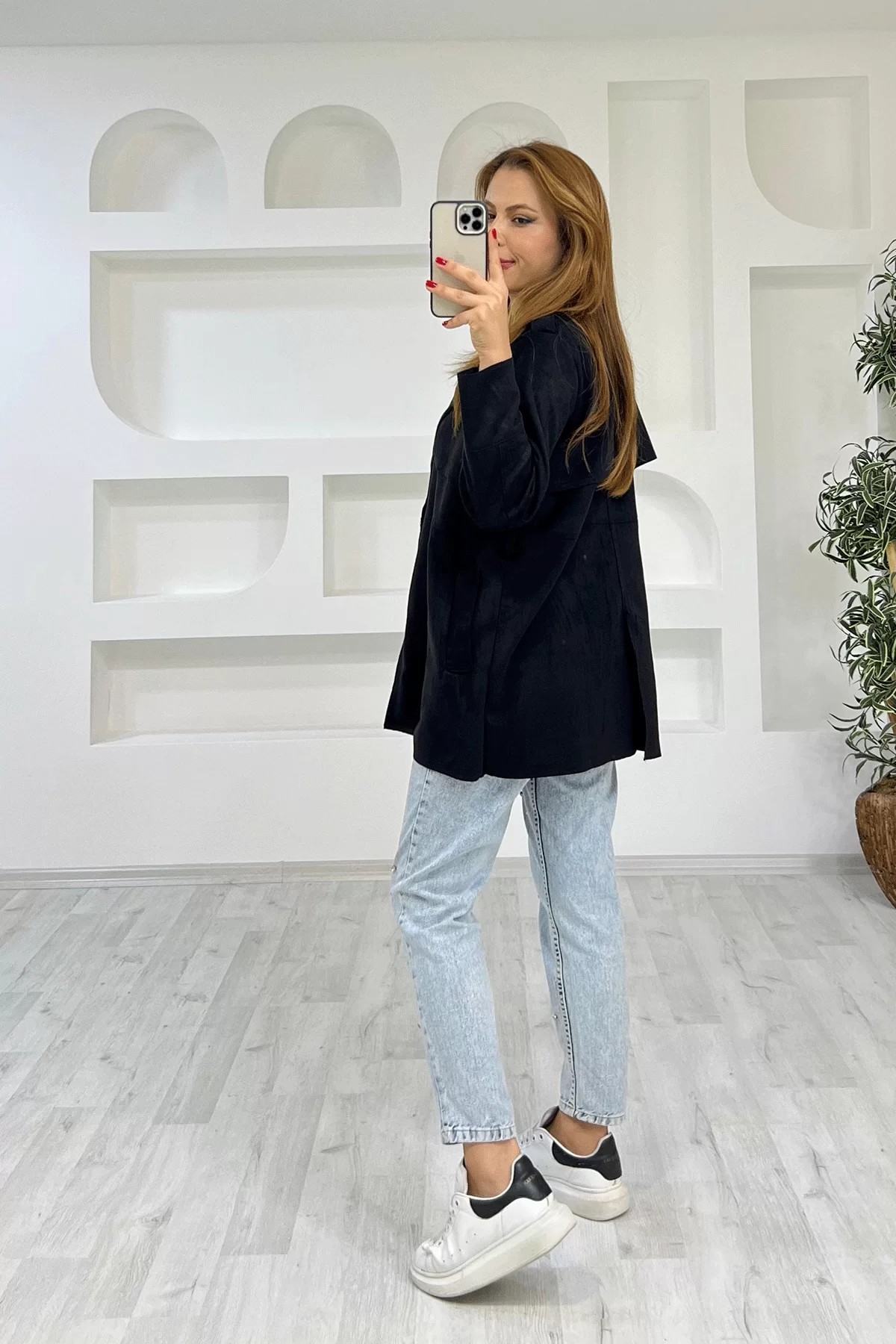 Zara Süet Siyah Trenç