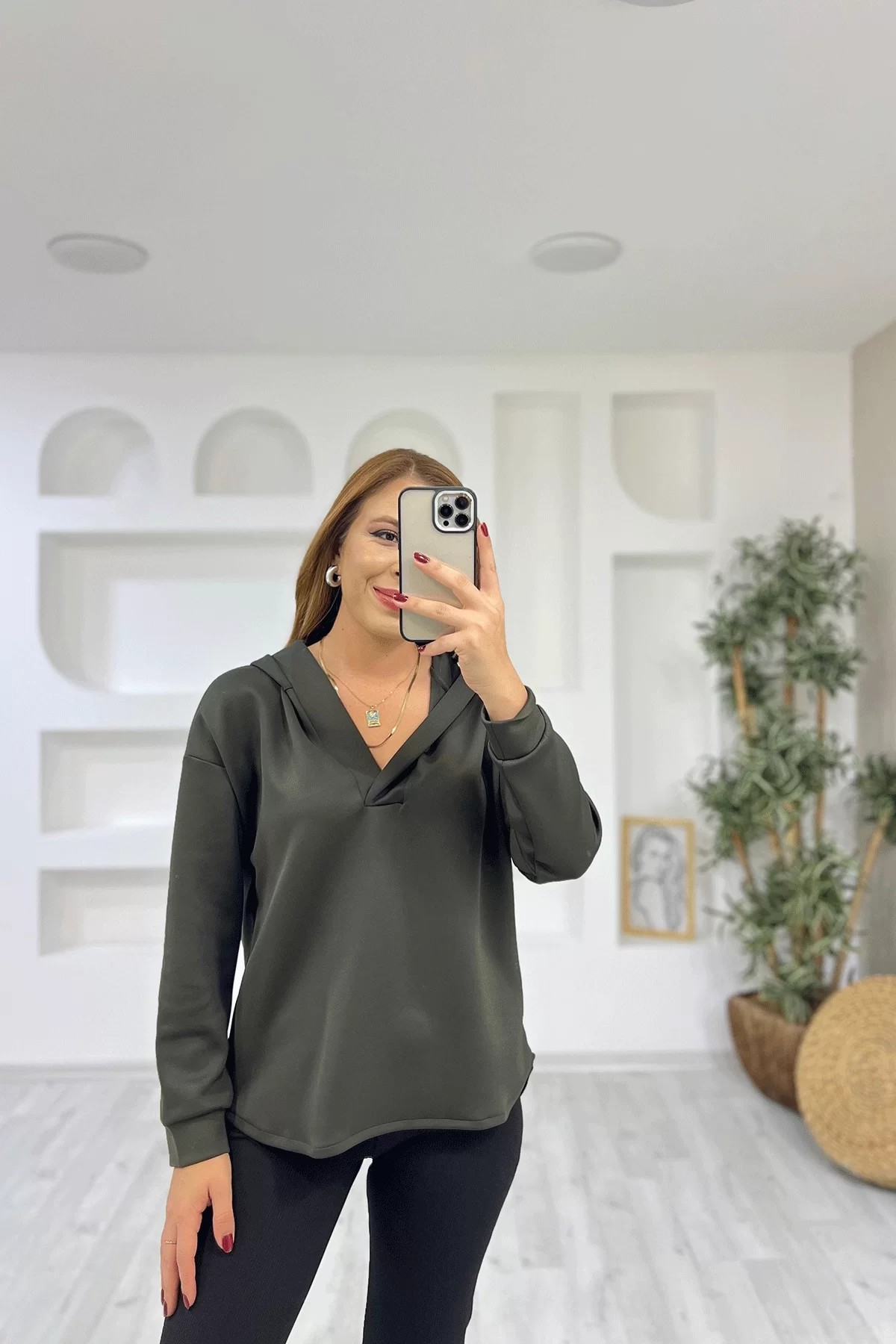 Scuba Kumaş Haki Sweatshirt