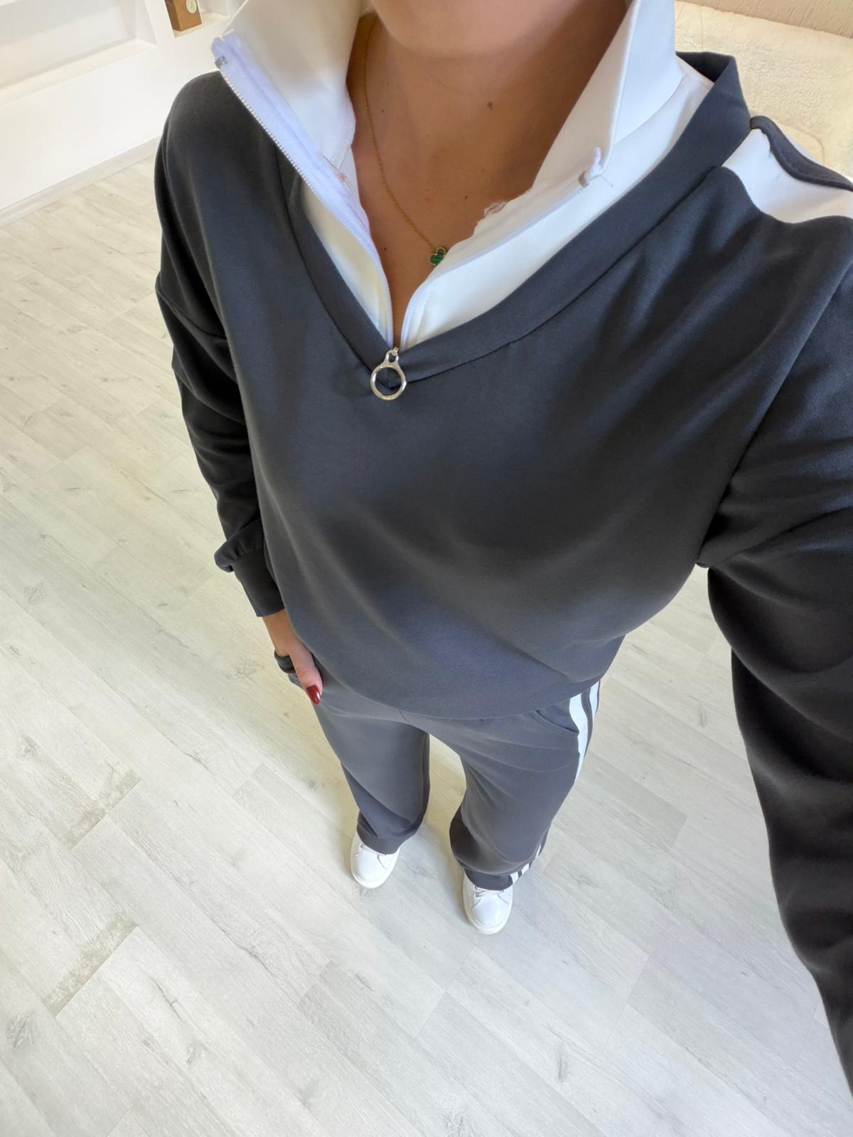 Modal Kumaş Fermuarlı Garnili Takım