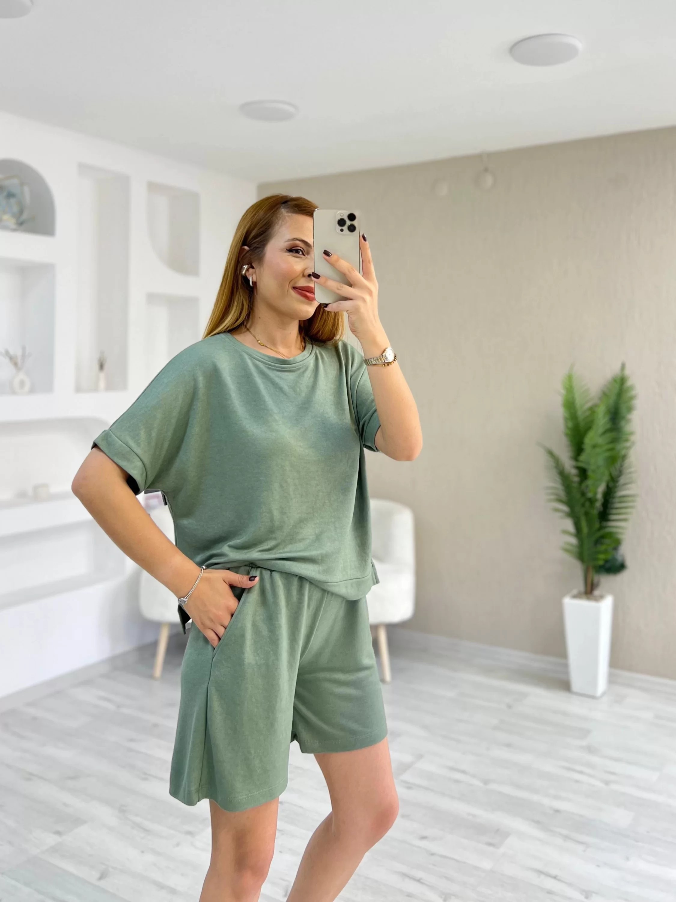 Pike Modal Kumaş Şortlu Takım Yeşil