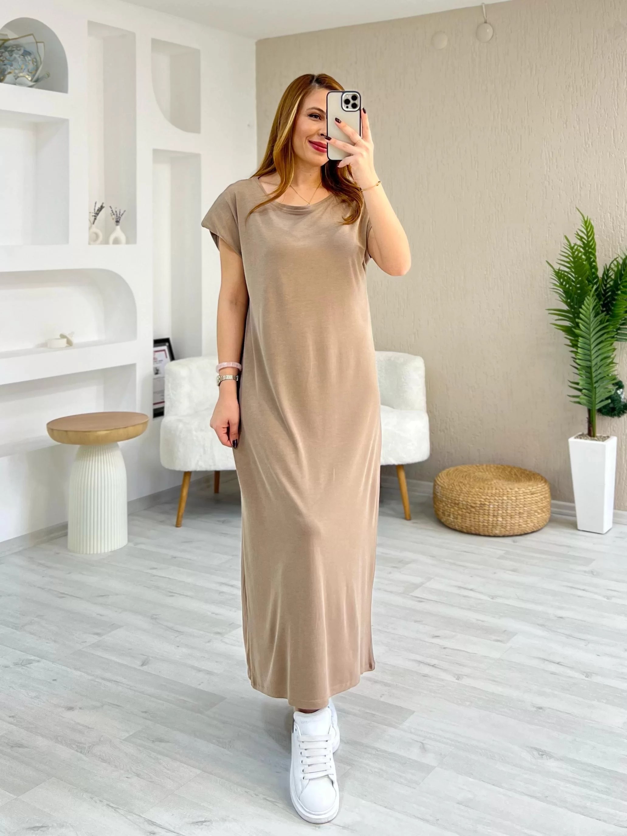 Oysho Vatkalı Pike Elbise Bej