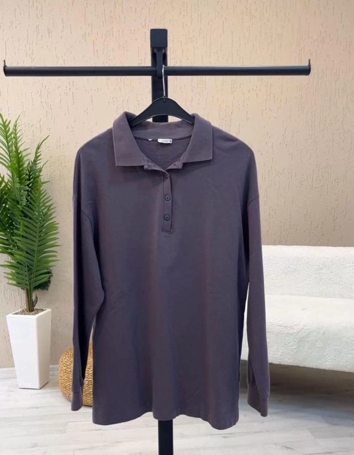 Polo Yaka Antrasit Sweatshirt