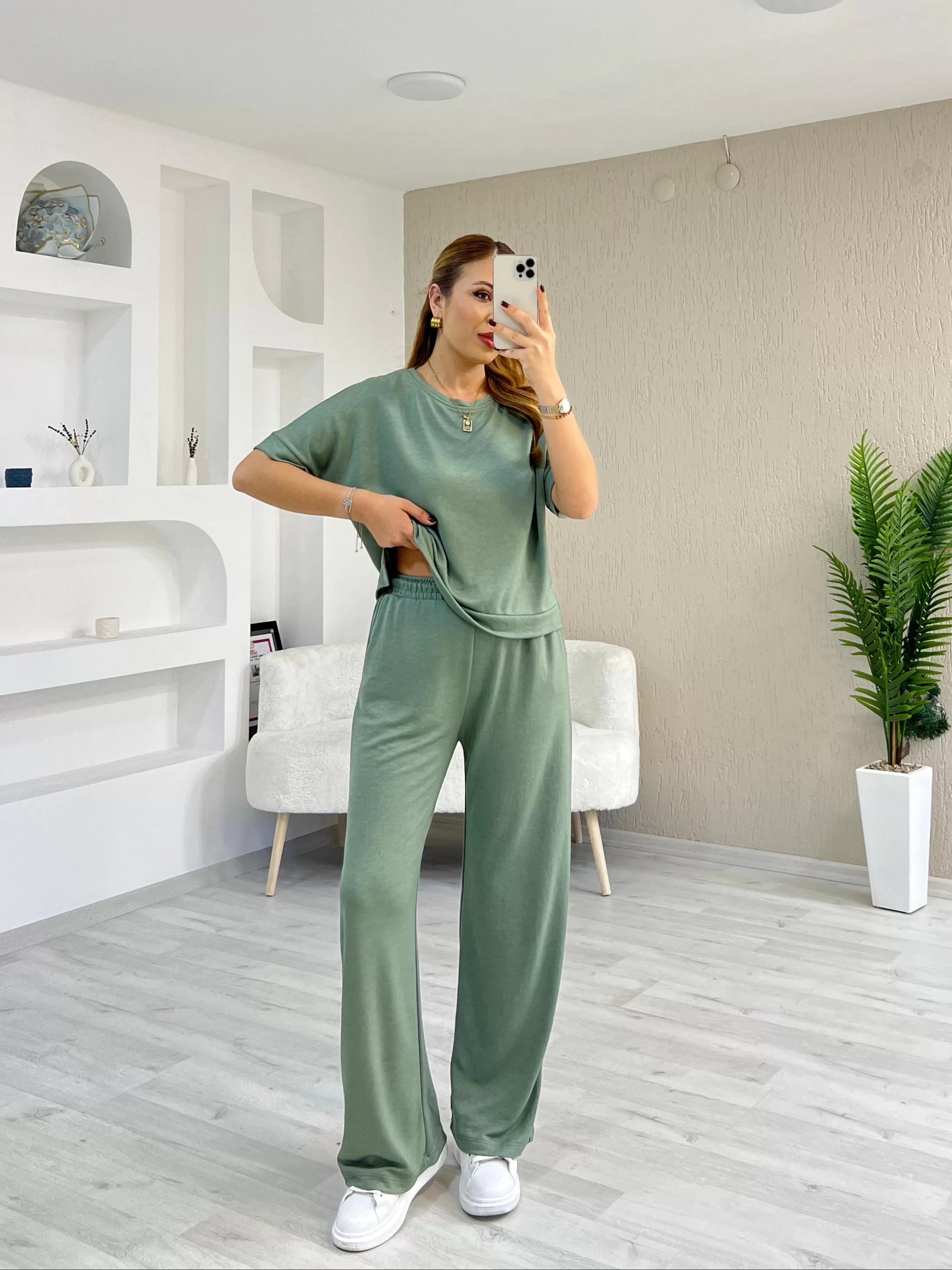 Bisiklet Yaka Oysho Kumaş Pike Takım Yeşil